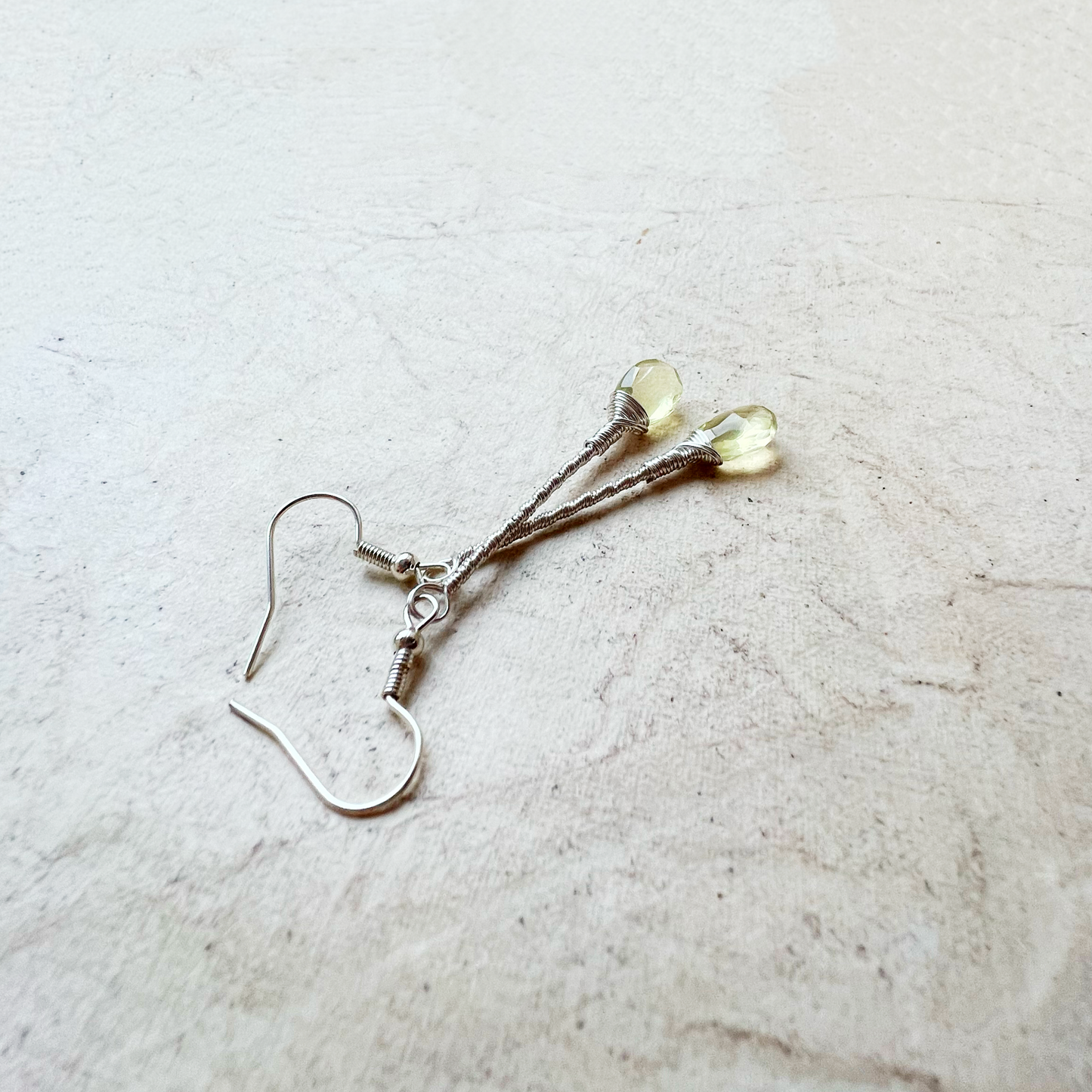 Lemon Quartz Elegant Drop Silver Earrings