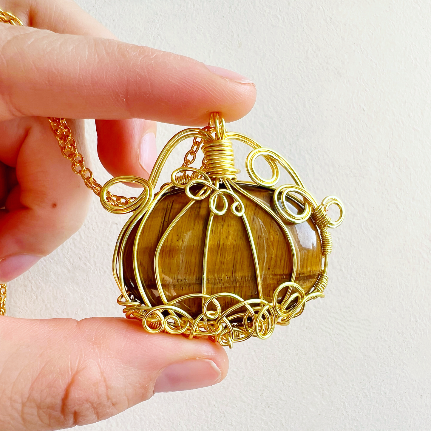 Tigers eye pumpkin necklace
