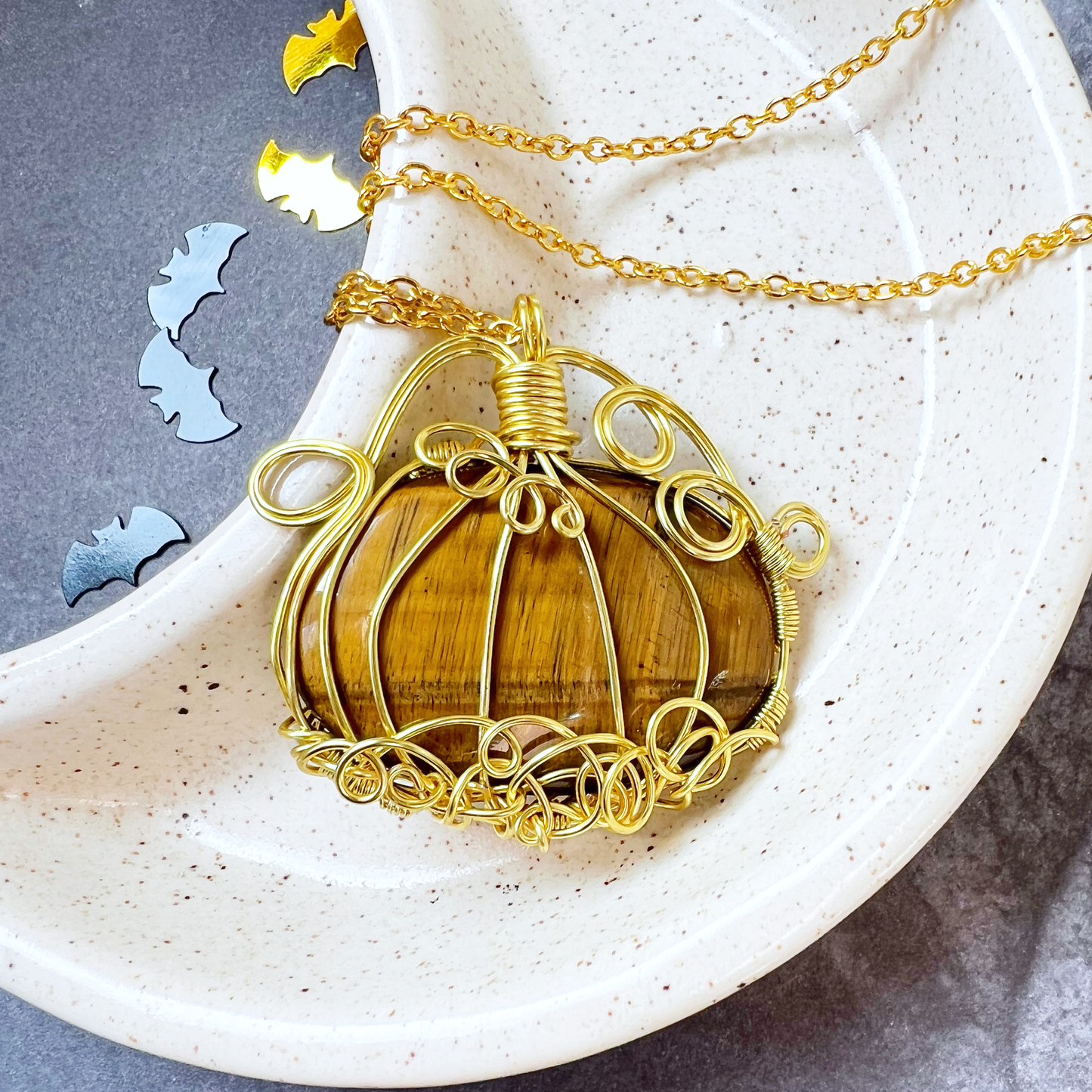 Tigers eye pumpkin necklace