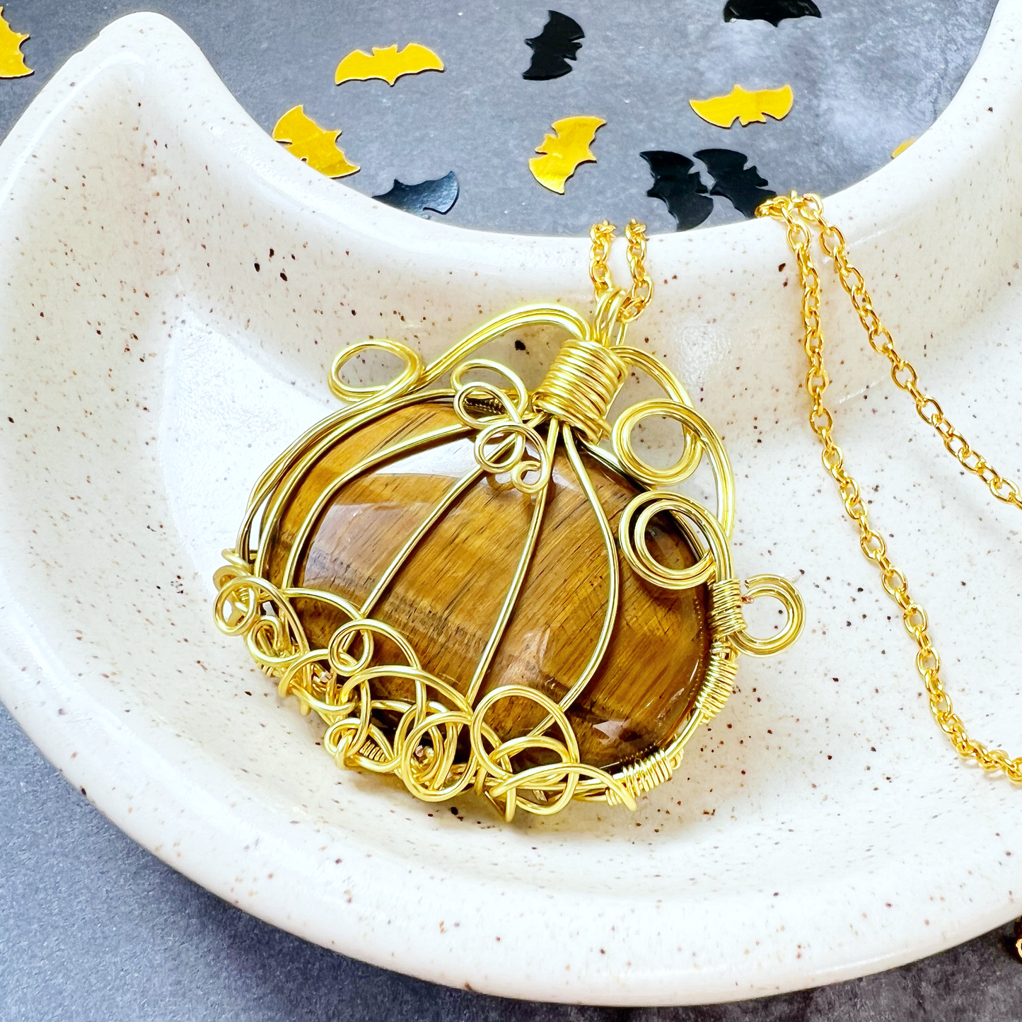 Tigers eye pumpkin necklace