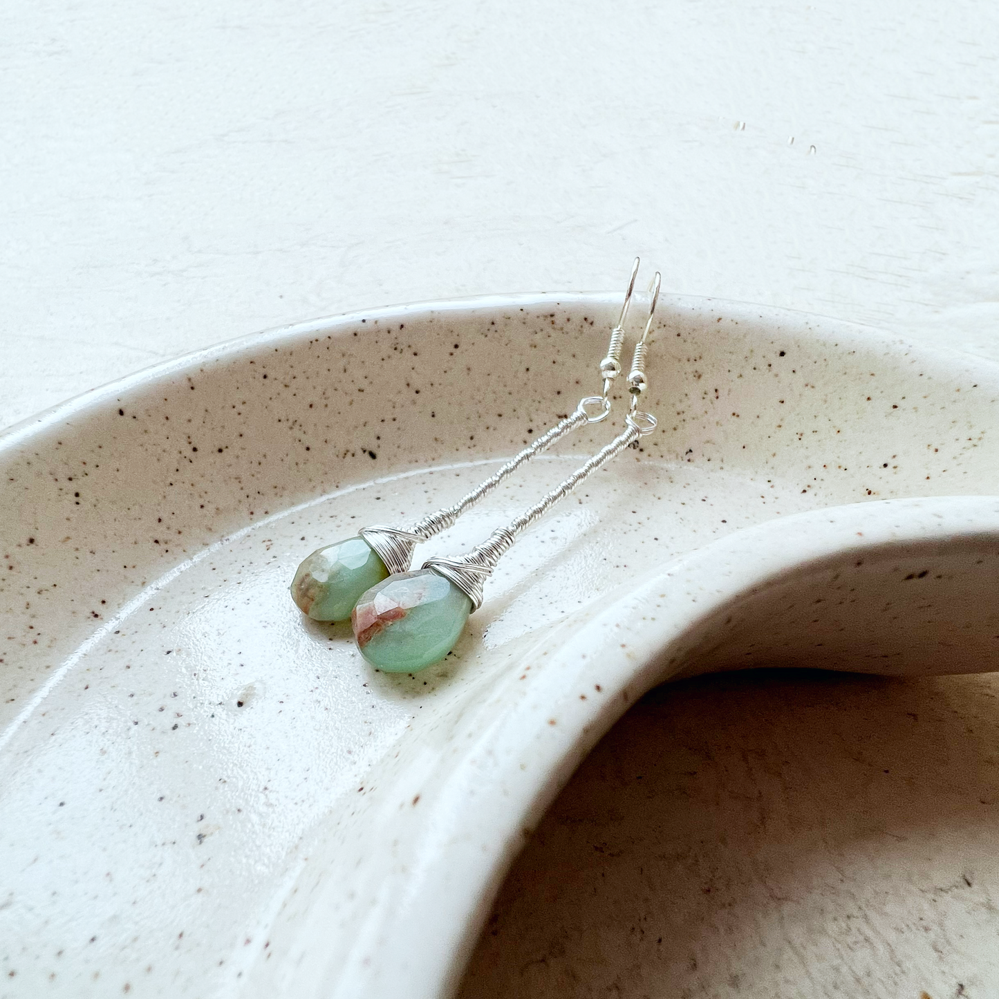 Peruvian Opal Elegant Drop Silver Earrings