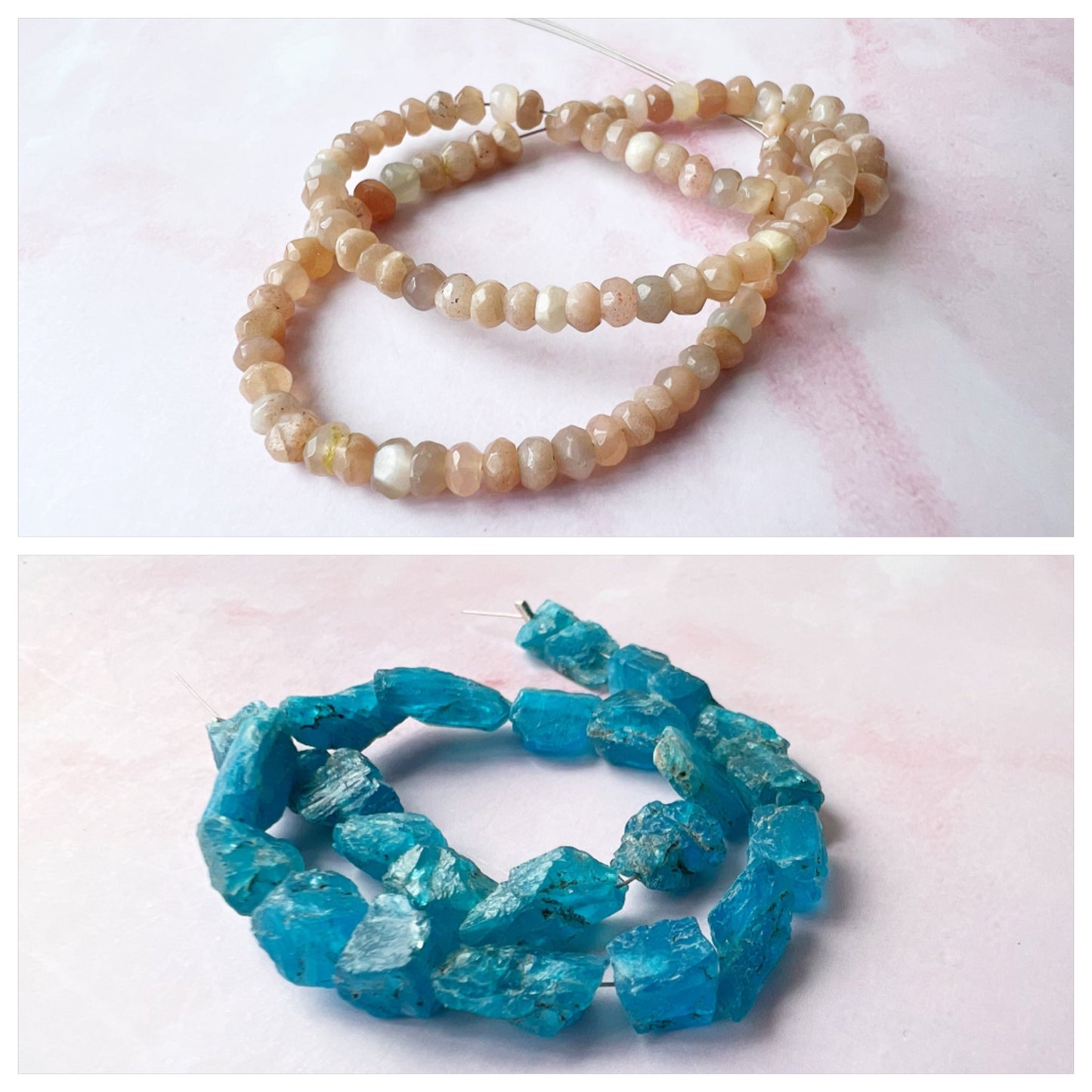 GOLD - Peach Moonstone Customisable bracelets