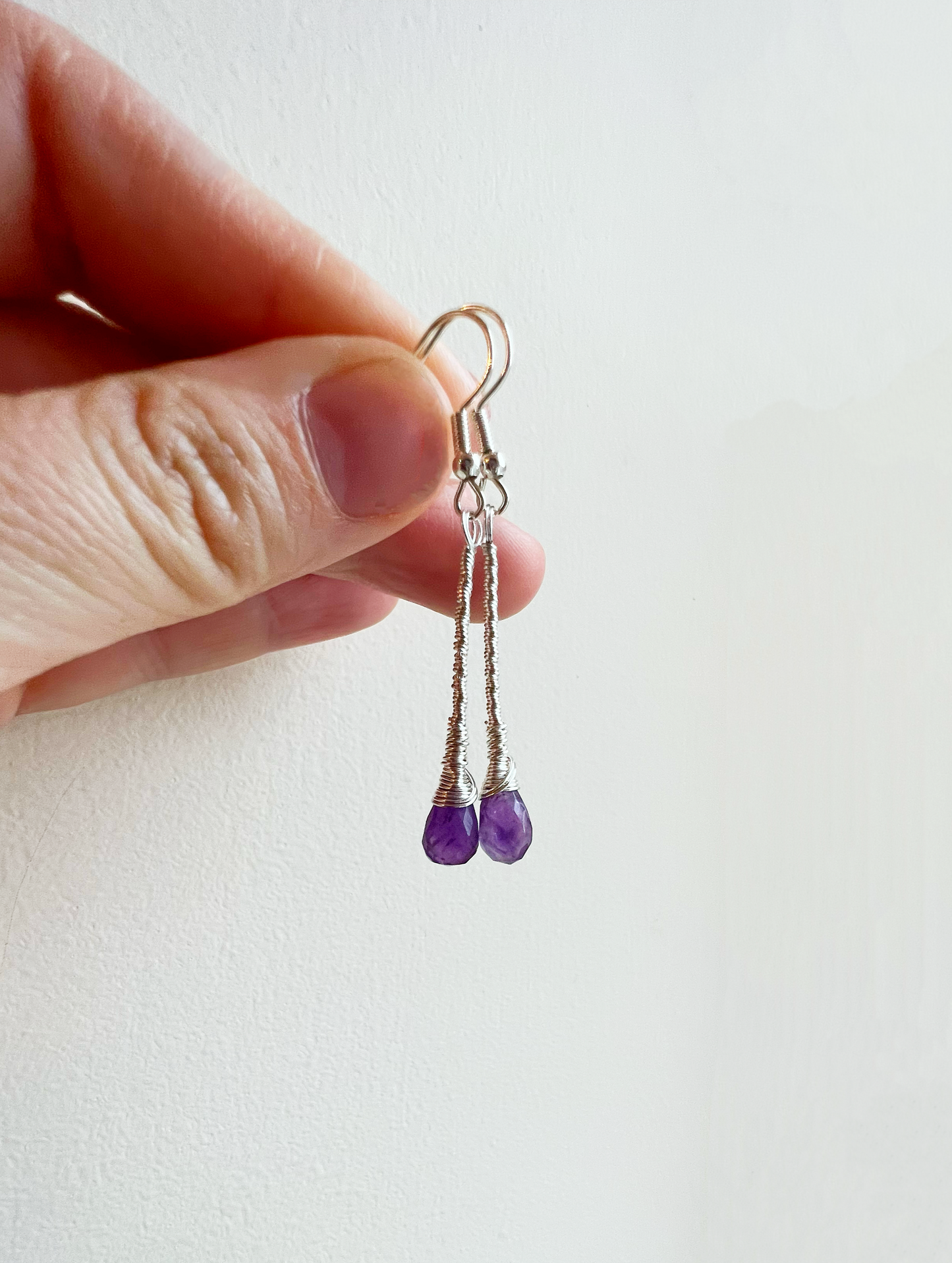 Amethyst Elegant Drop Silver Earrings