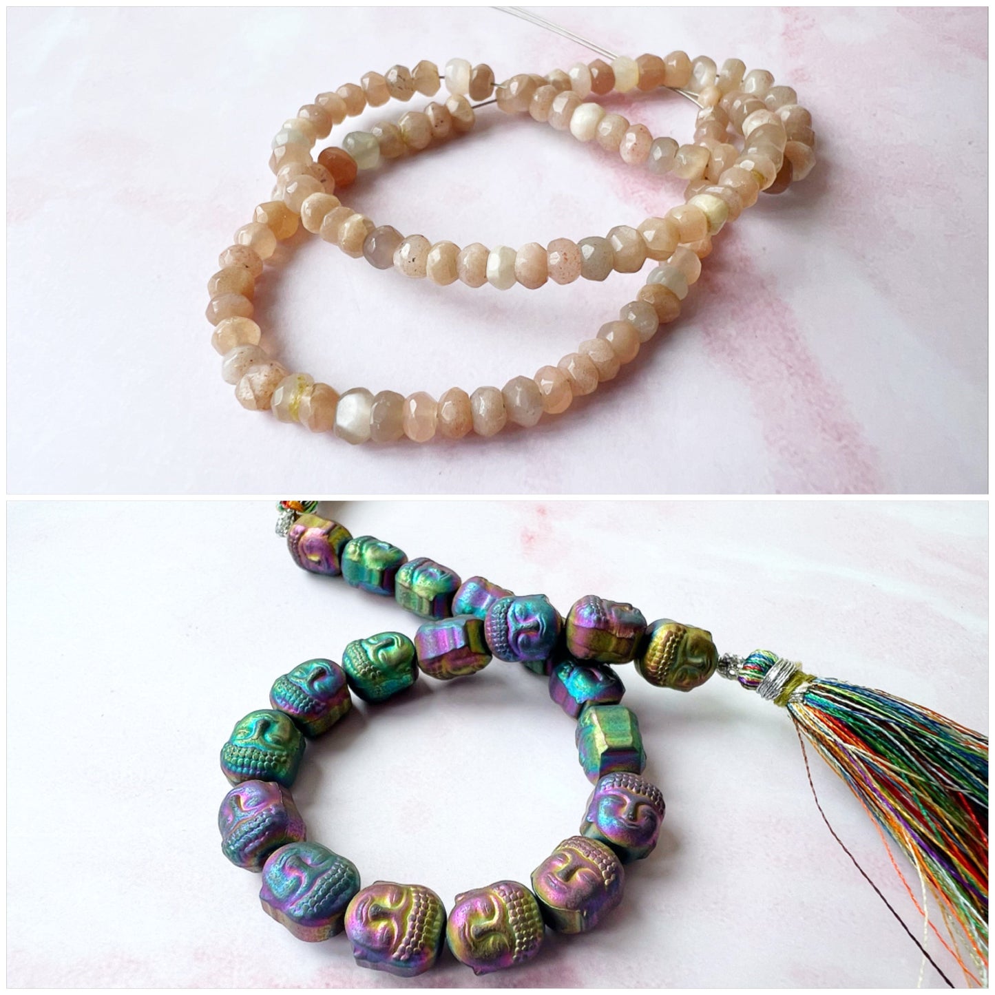 GOLD - Peach Moonstone Customisable bracelets