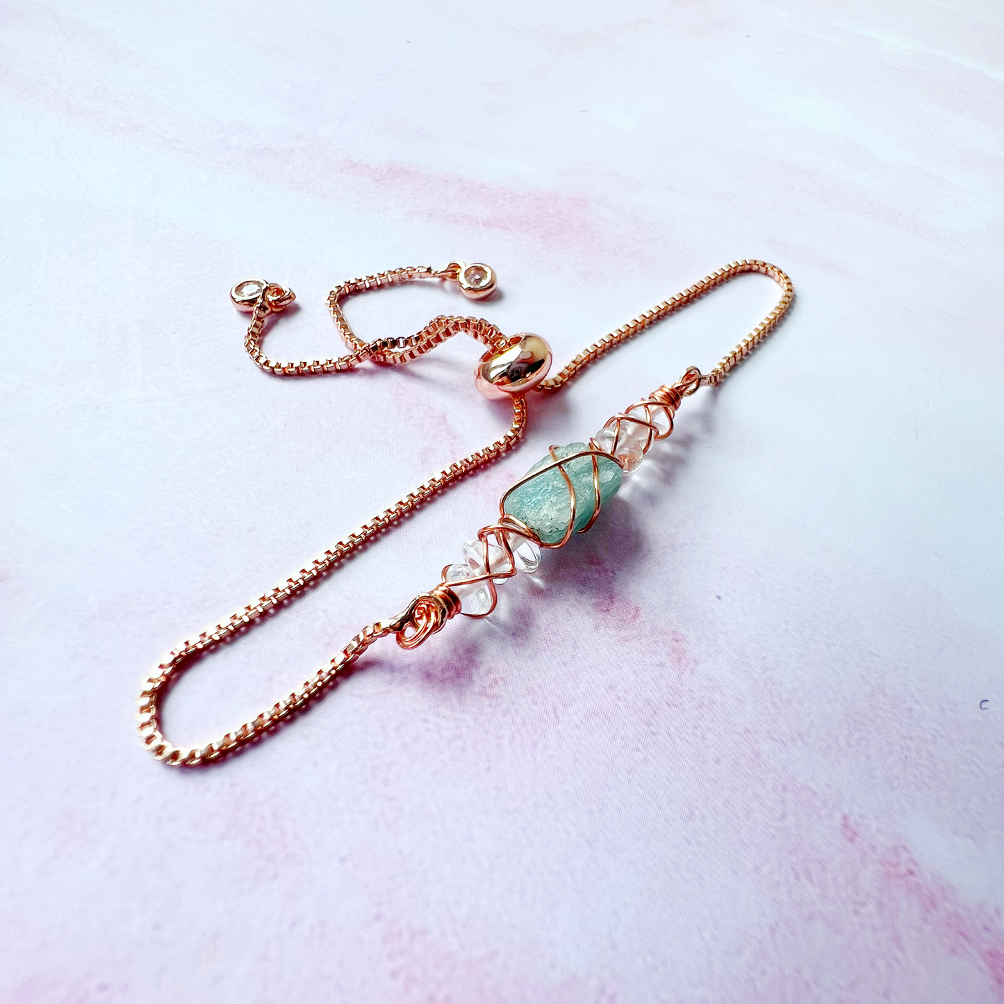 ROSE GOLD - Clear Quartz Customisable bracelets