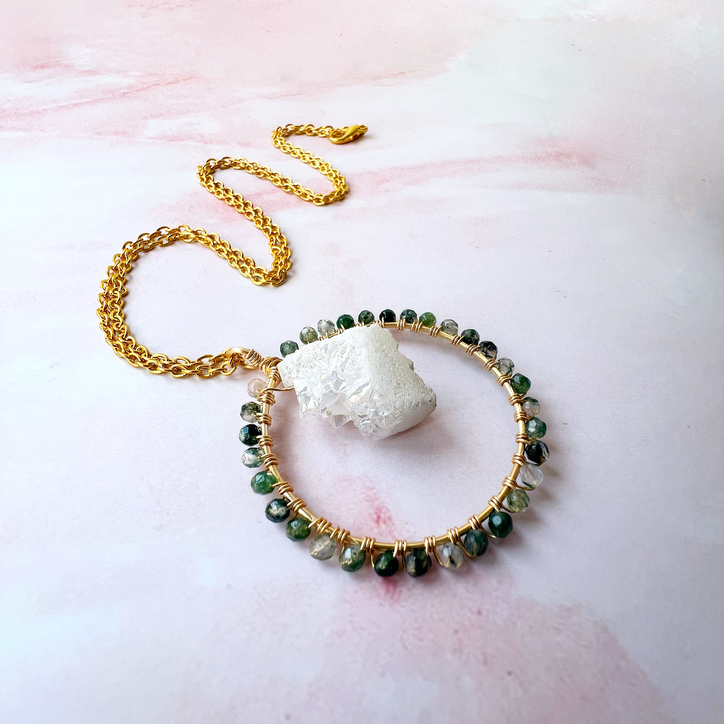 Aura Crystal Circle Necklace