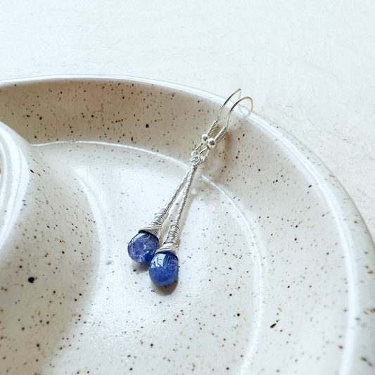 Tanzanite Elegant Drop Silver Earrings