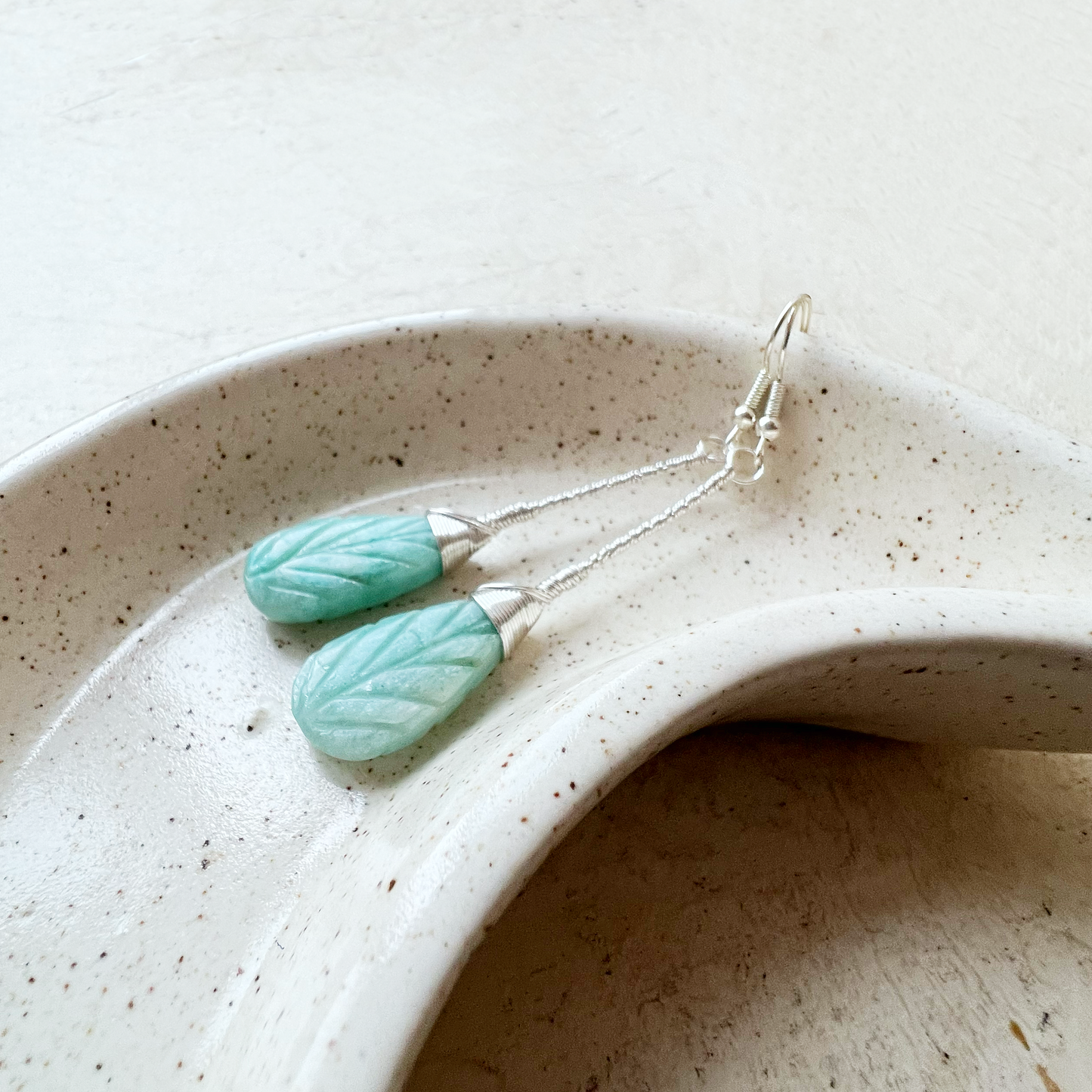 Amazonite Elegant Drop Silver Earrings