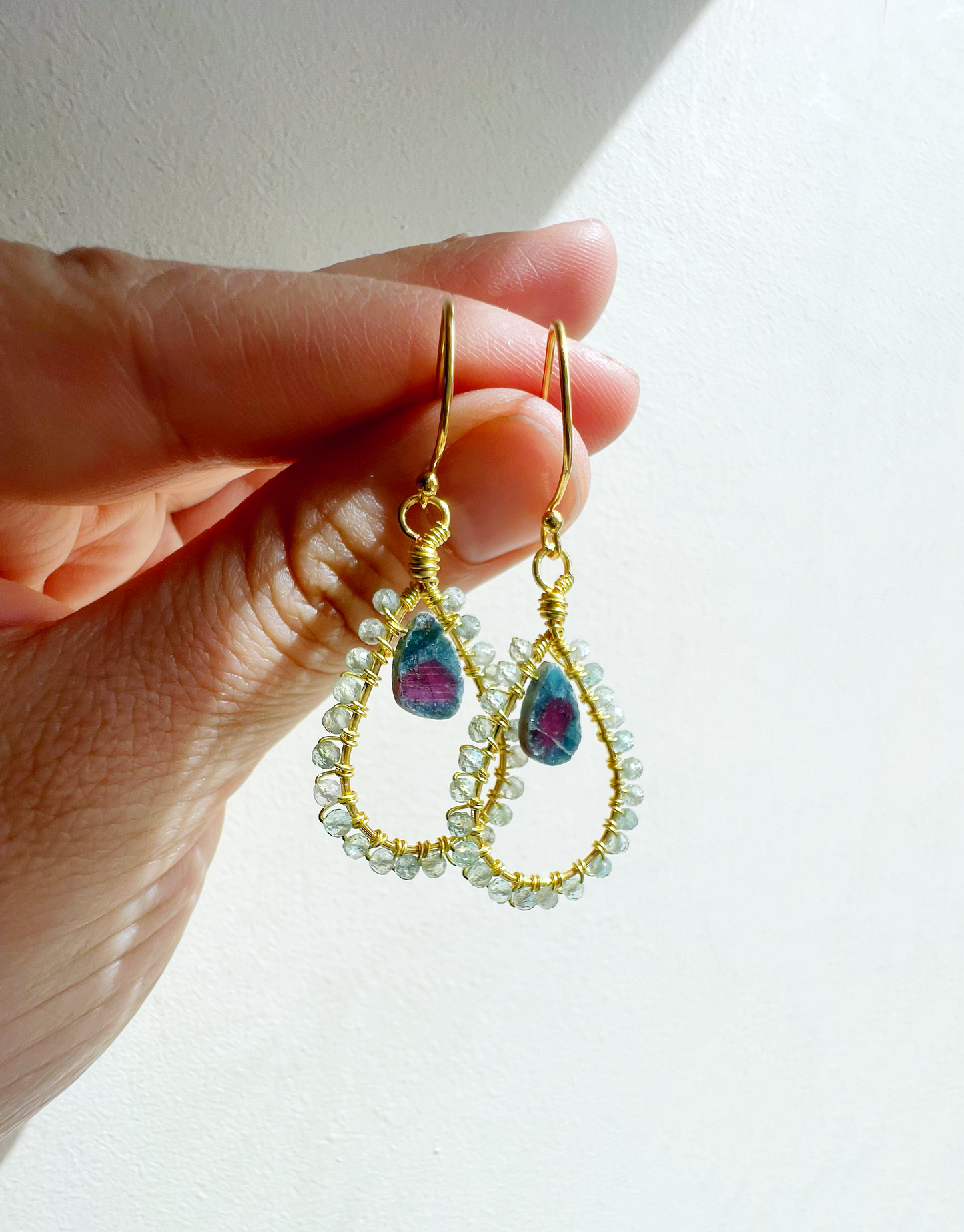 Ruby in Fuschite earrings