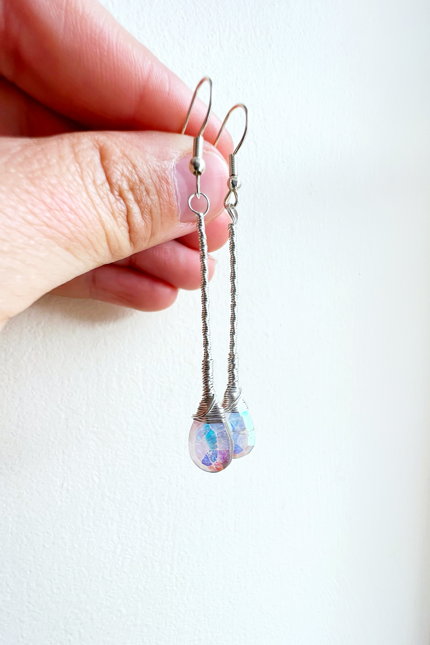 Aura Amethyst Elegant Drop Silver Earrings