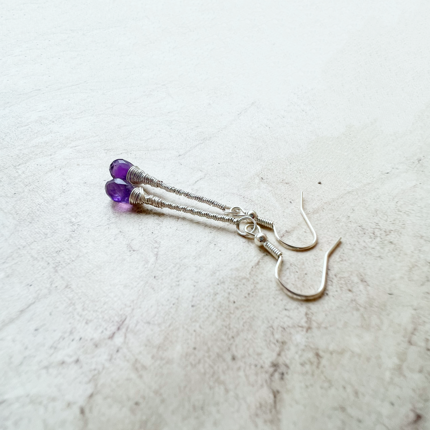 Amethyst Elegant Drop Silver Earrings