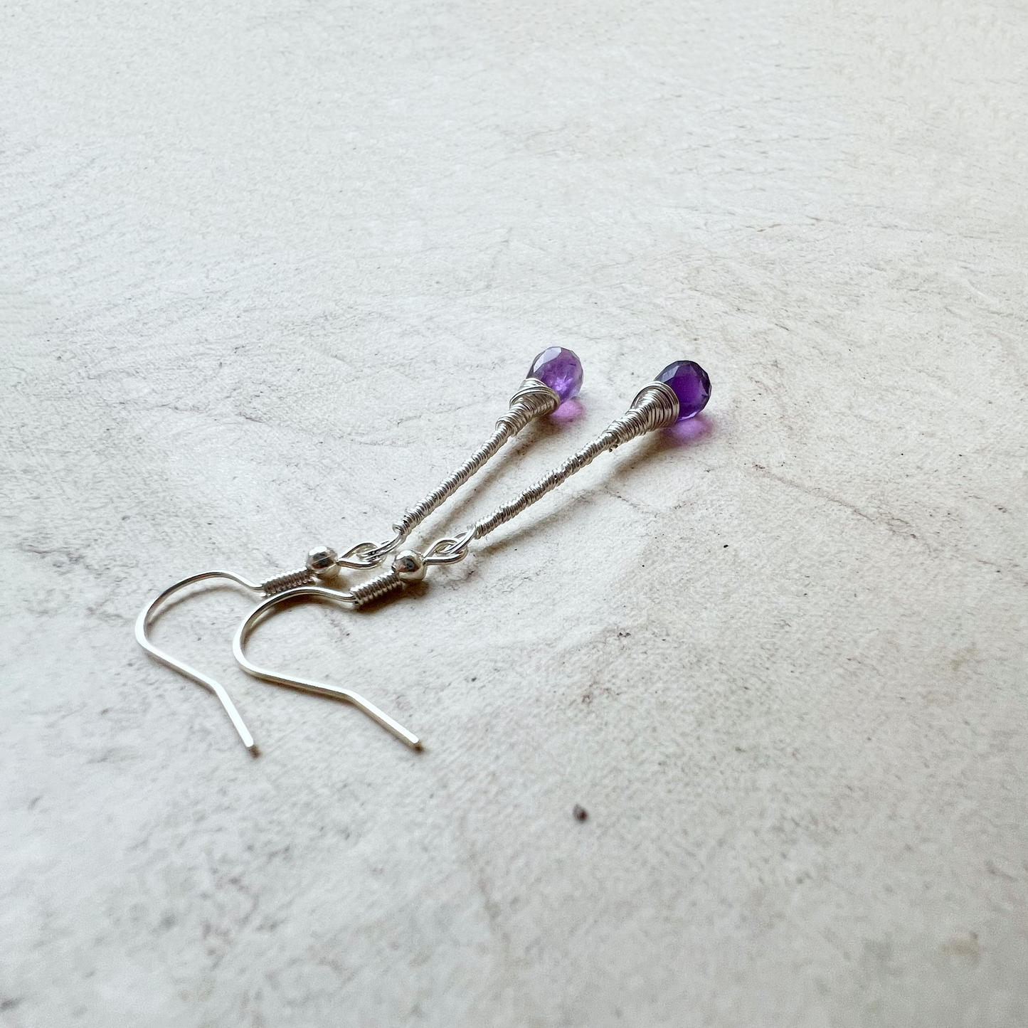 Amethyst Elegant Drop Silver Earrings