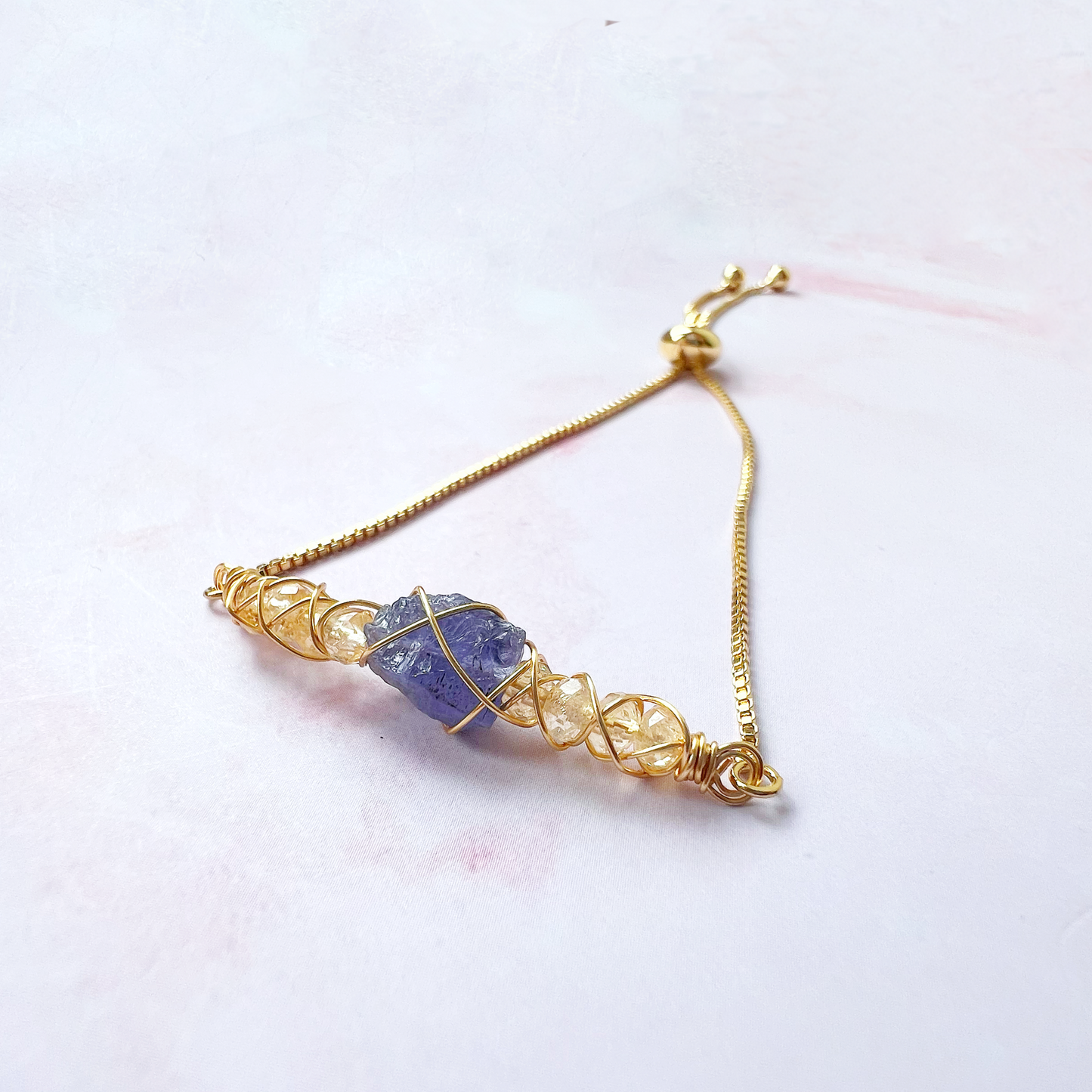 GOLD - Citrine Customisable bracelets - adjustable