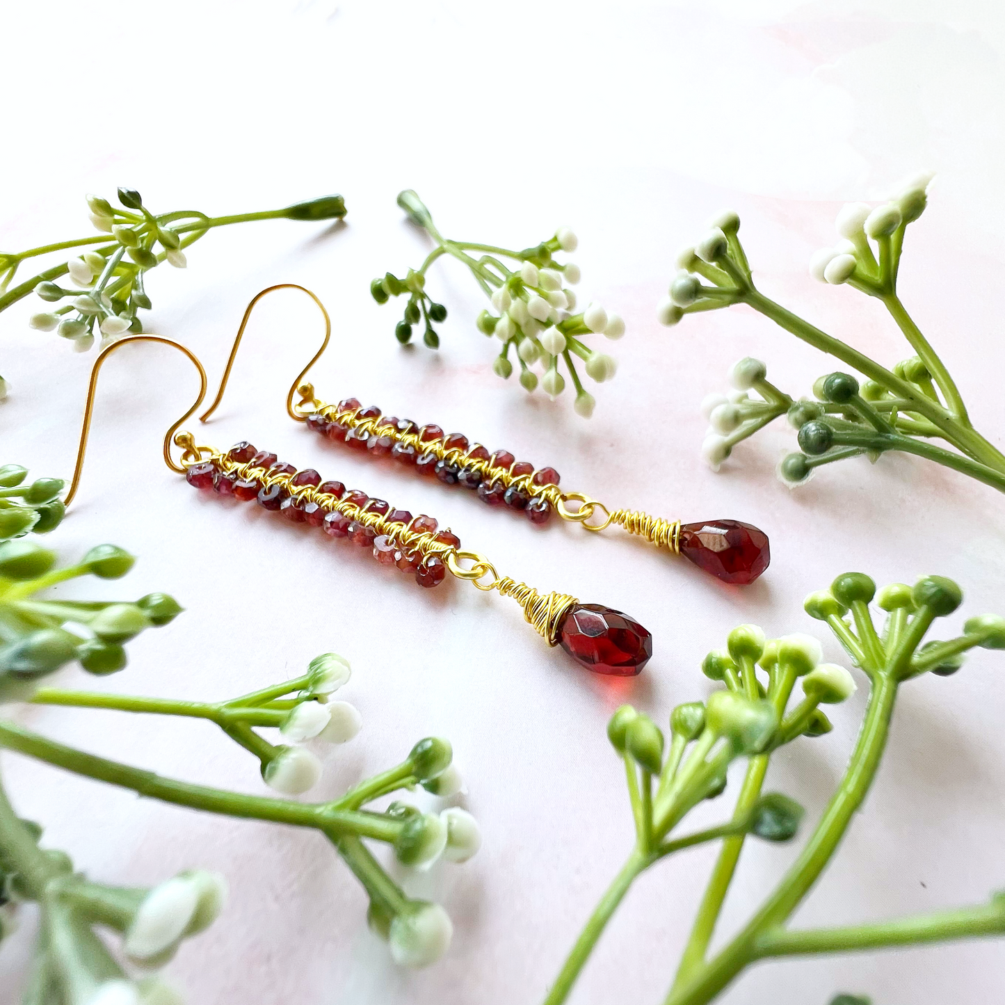 Garnet Crystal Earrings