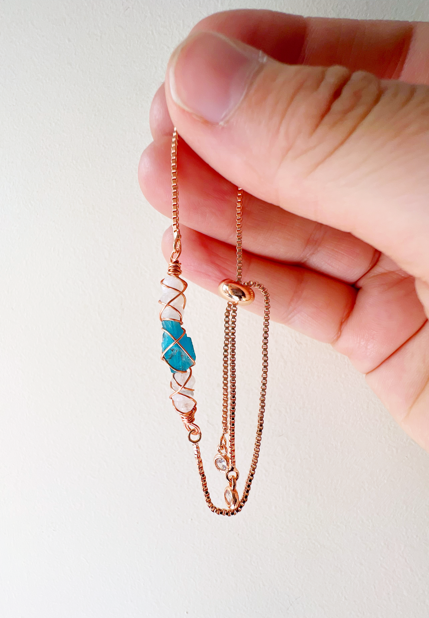 ROSE GOLD - Rainbow Moonstone Customisable bracelets