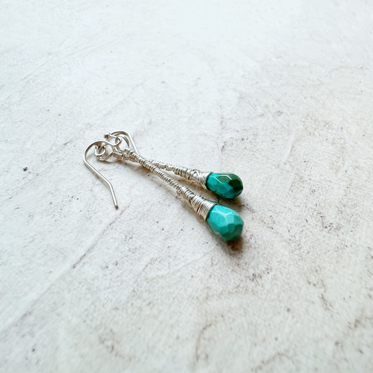 Turquoise Elegant Drop Silver Earrings