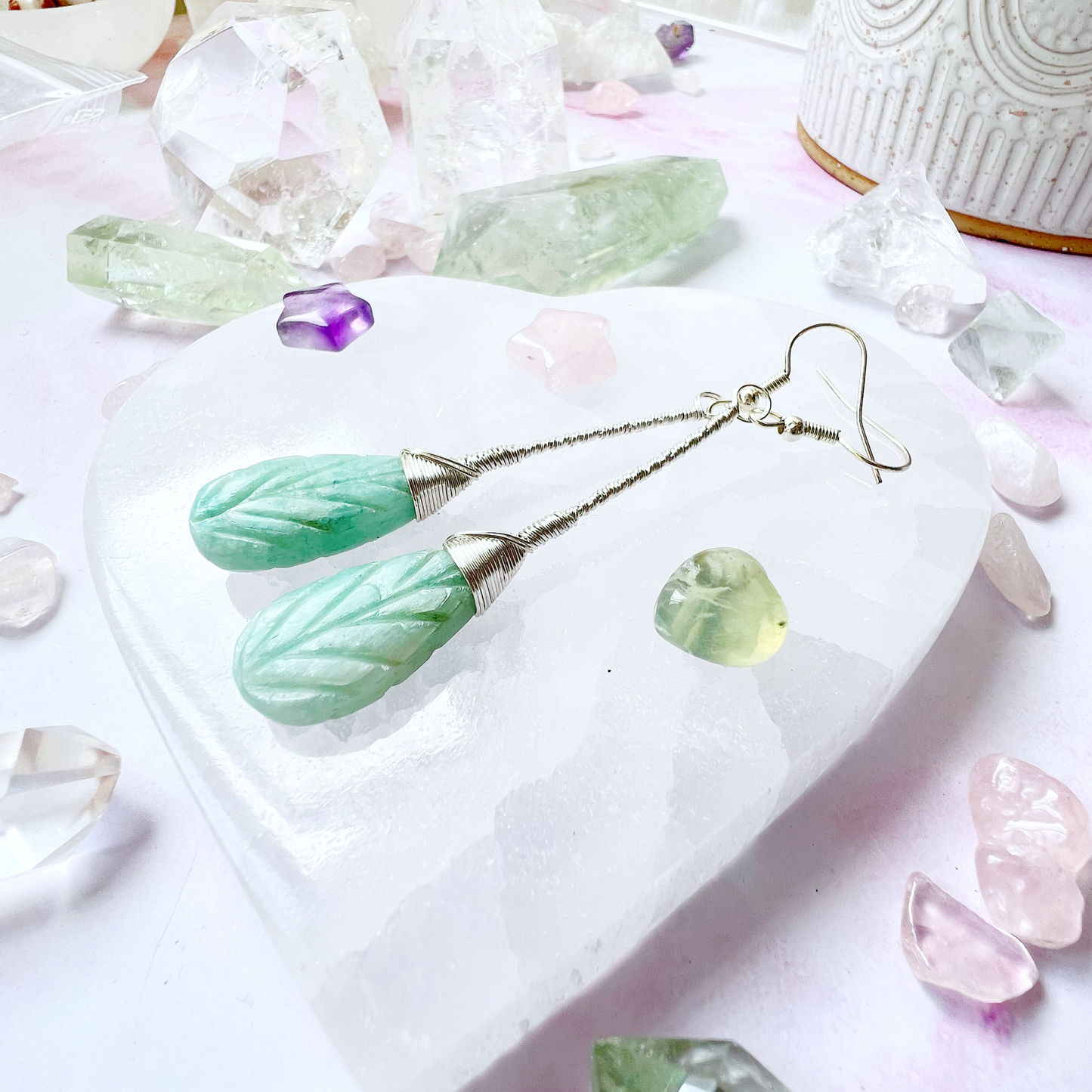 Amazonite Elegant Drop Silver Earrings