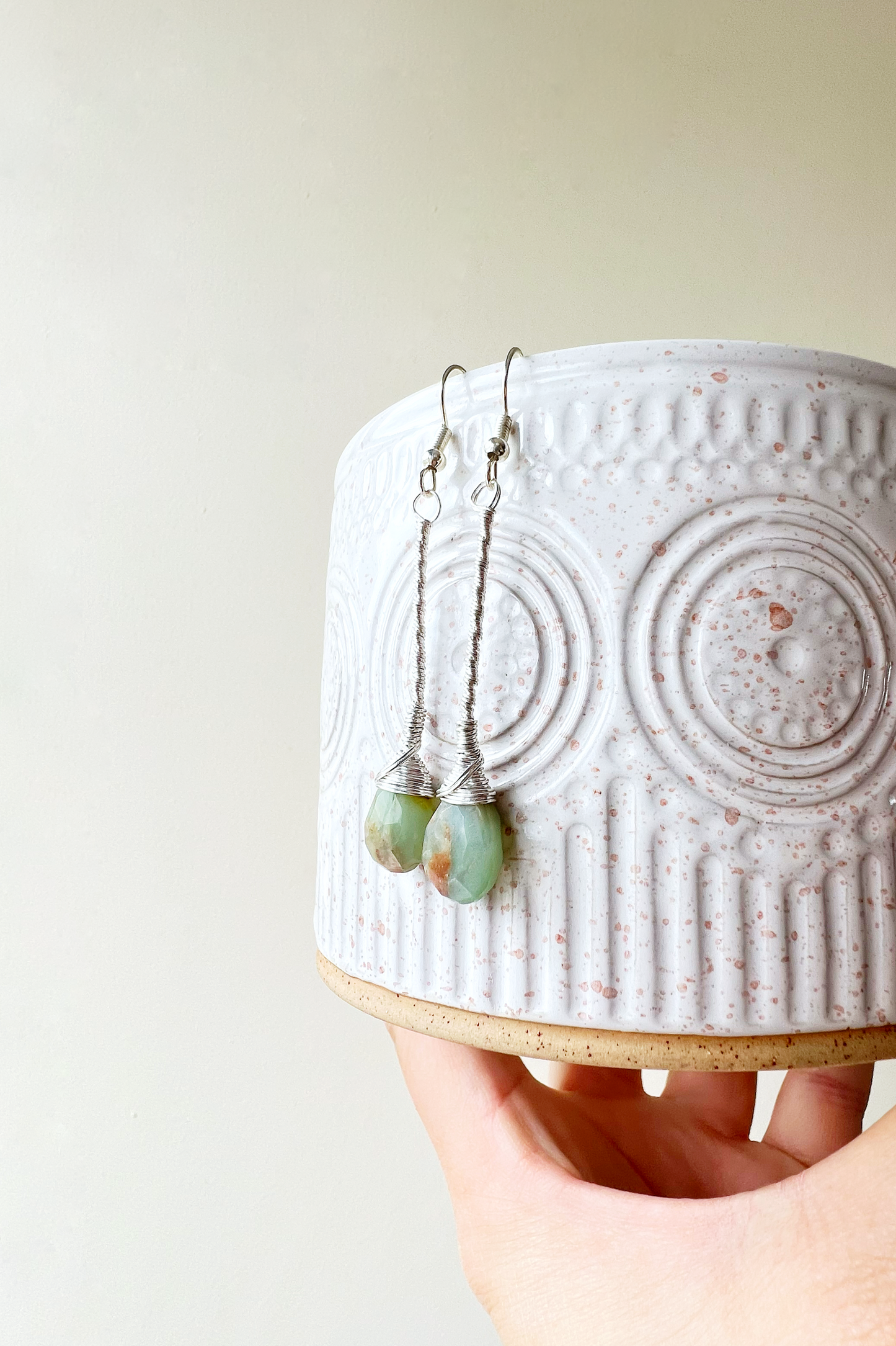 Peruvian Opal Elegant Drop Silver Earrings