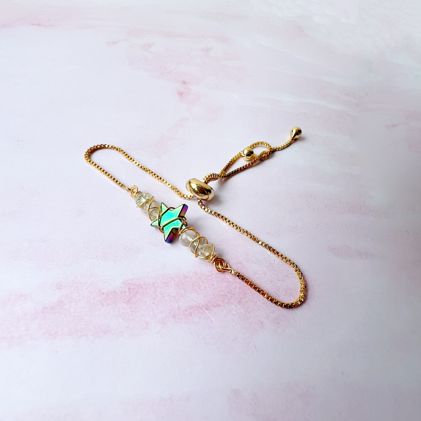 GOLD - Green Amethyst (Prasiolite) Customisable bracelets
