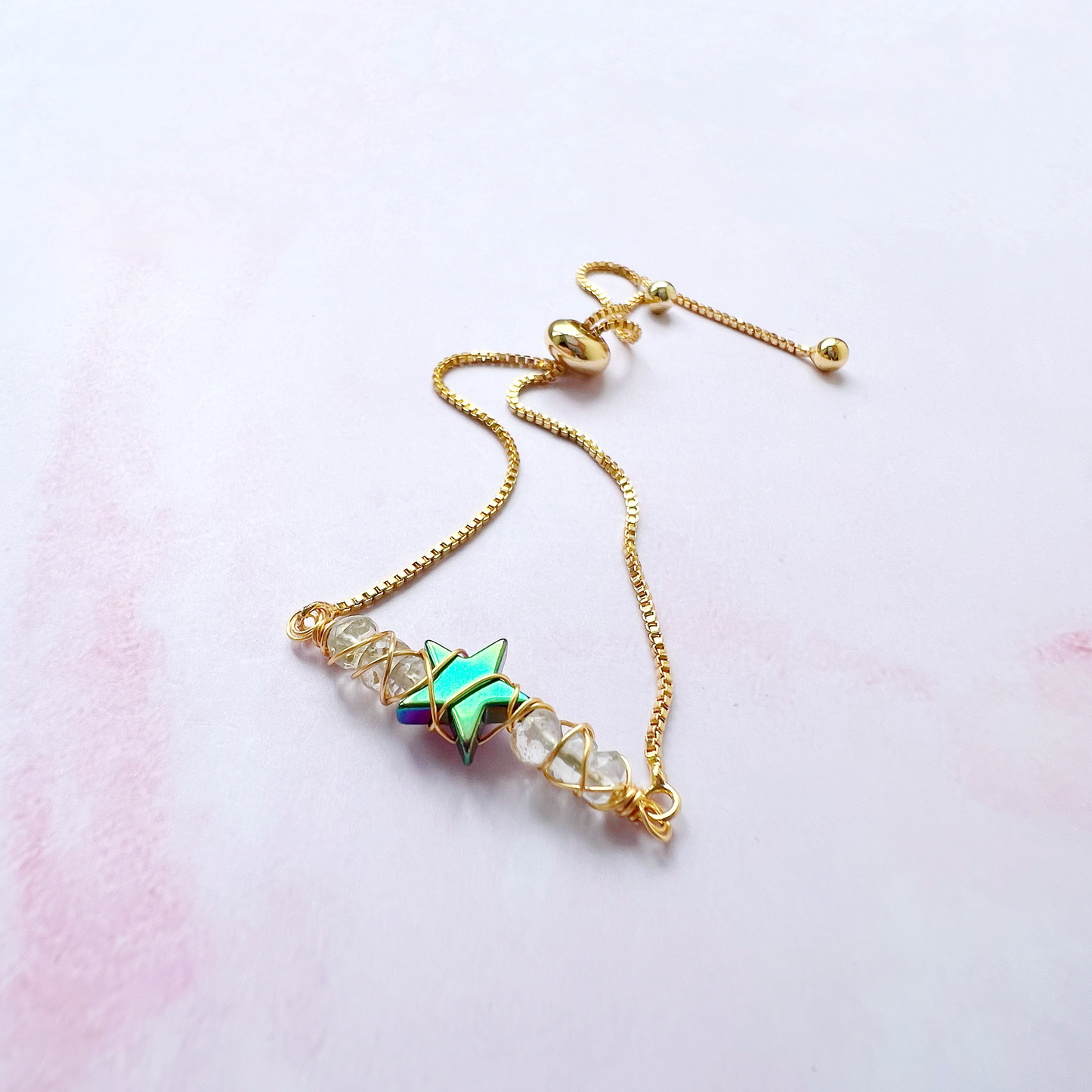 GOLD - Green Amethyst (Prasiolite) Customisable bracelets