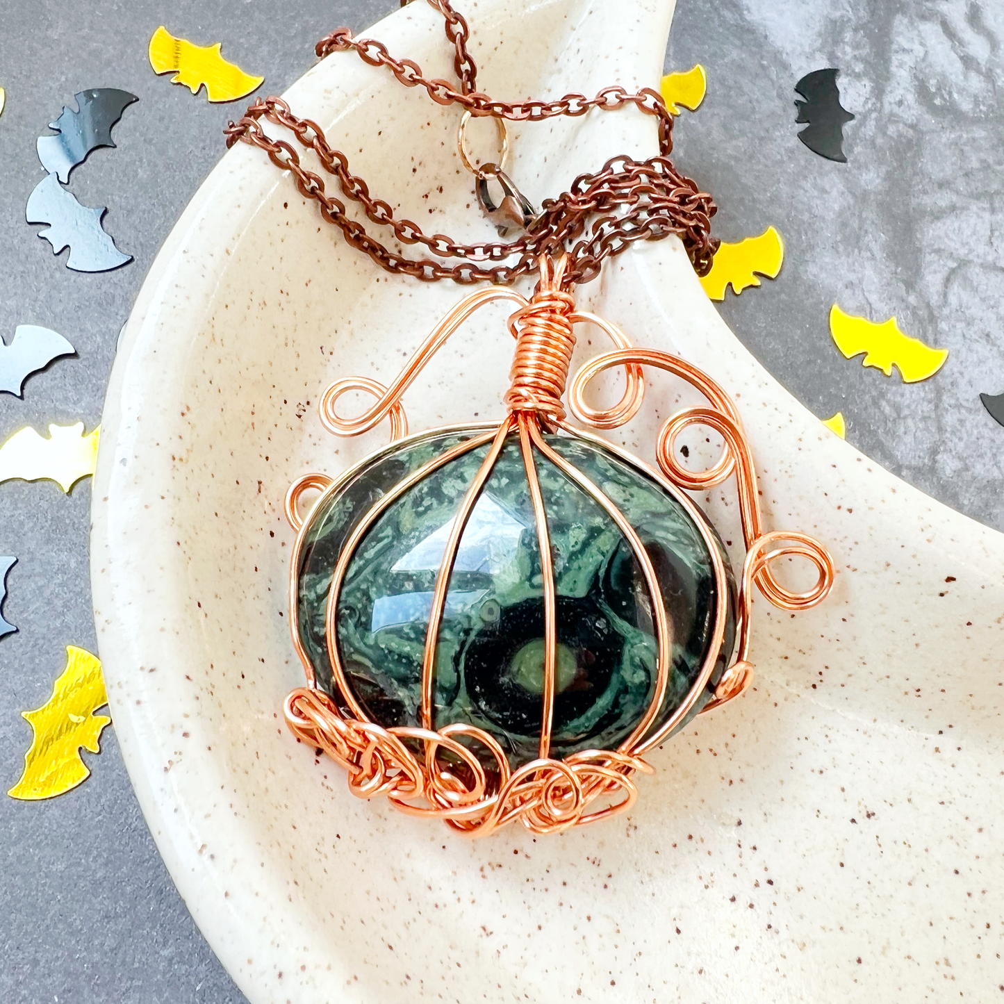 Kambaba Jasper pumpkin necklace