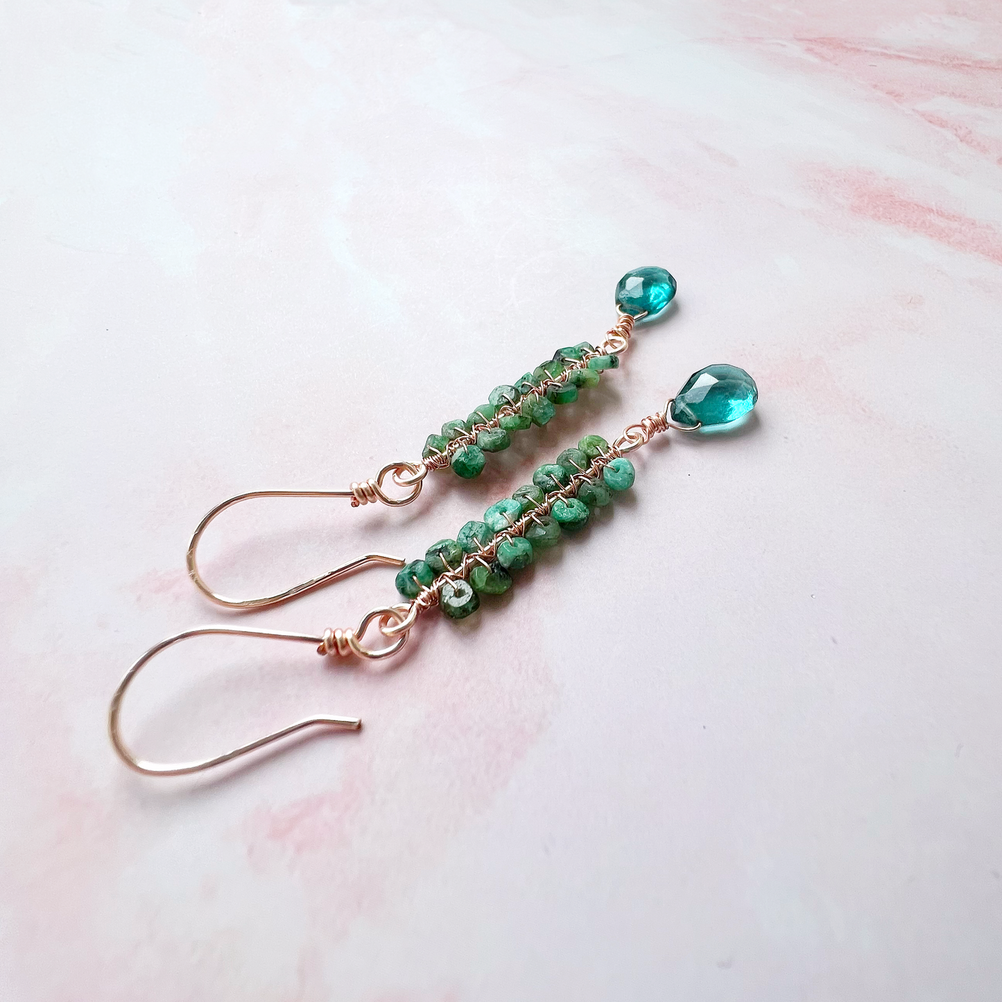 Emerald and London Blue Quartz Earrings