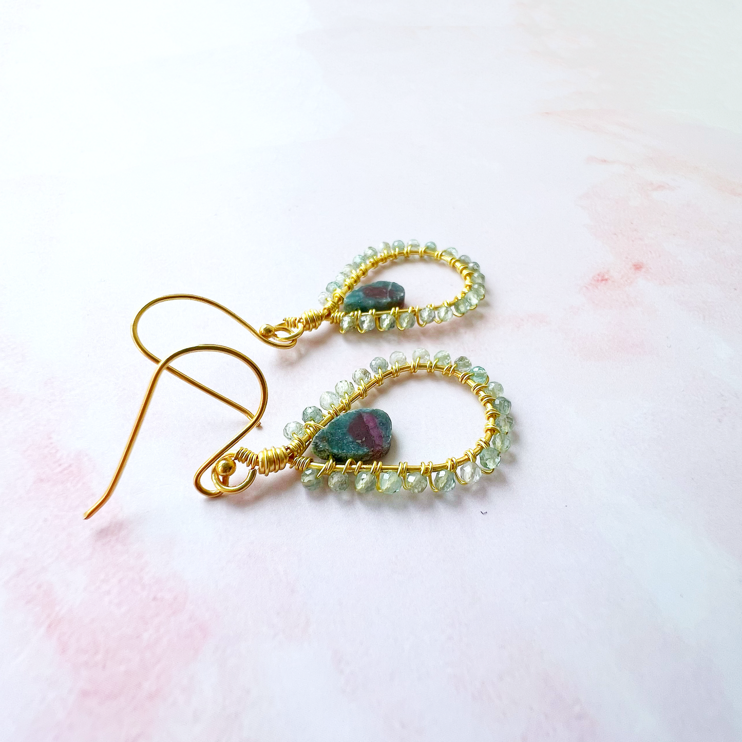 Ruby in Fuschite earrings