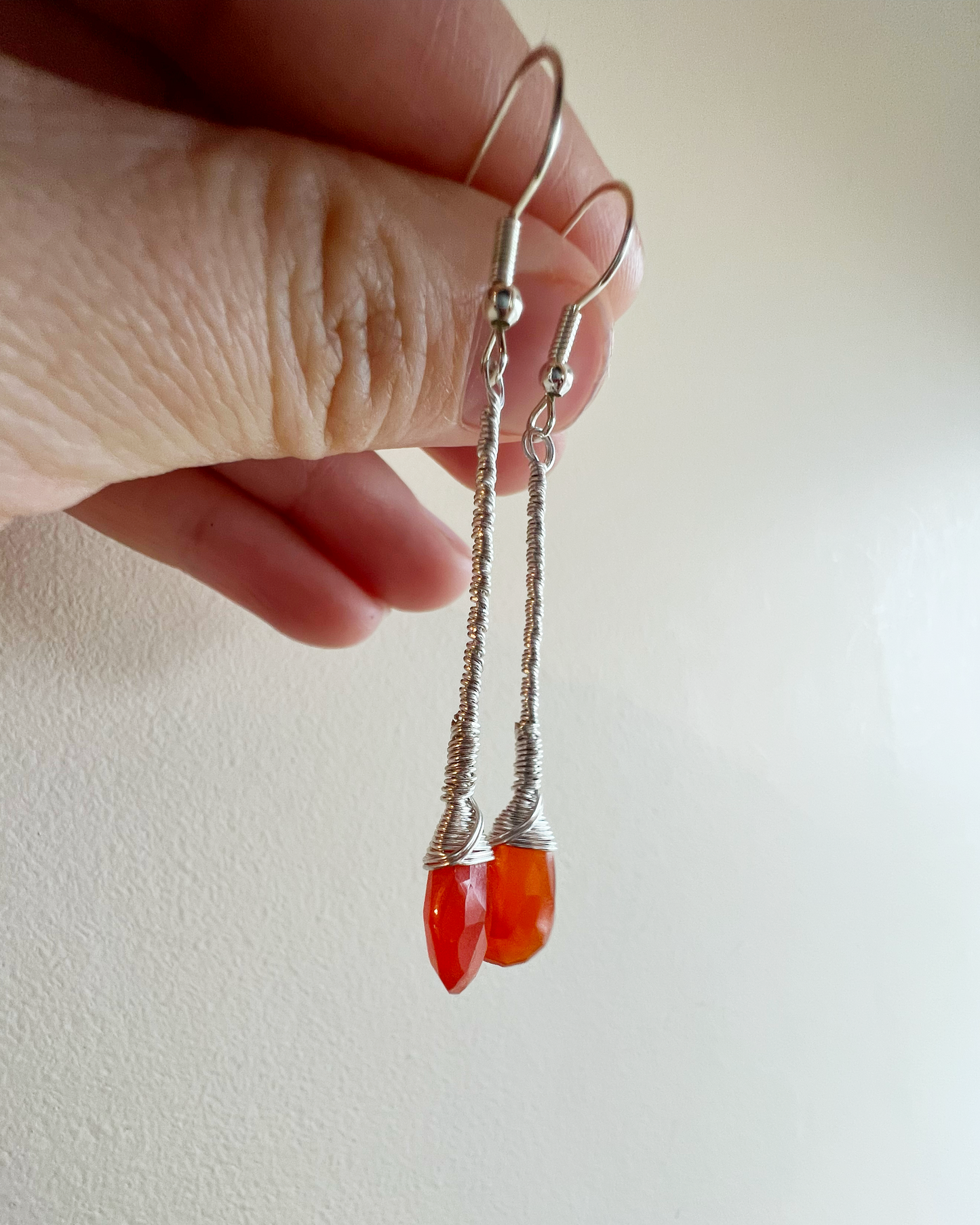 Carnelian Elegant Drop Silver Earrings