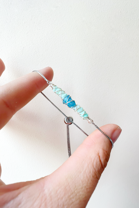 SILVER - Peruvian Opal Customisable bracelets - adjustable