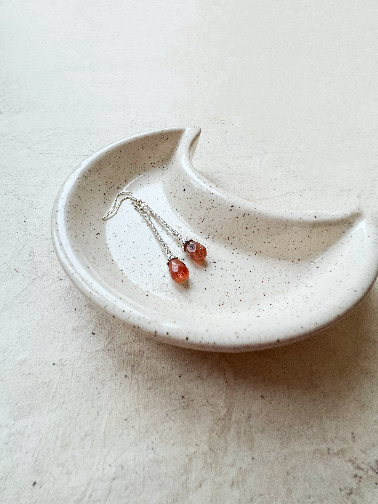 Sunstone Elegant Drop Silver Earrings