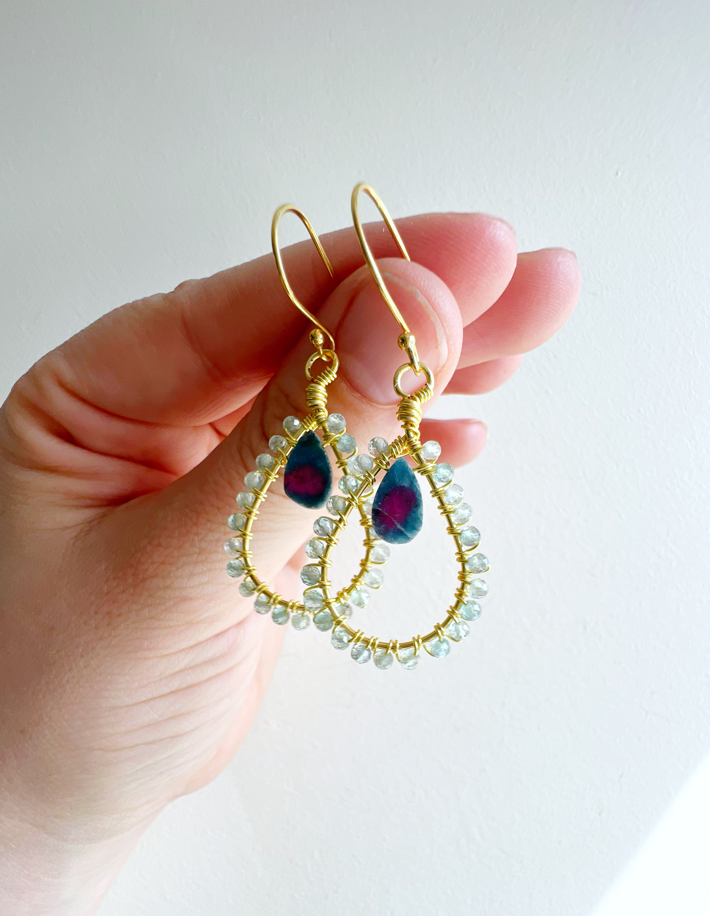 Ruby in Fuschite earrings