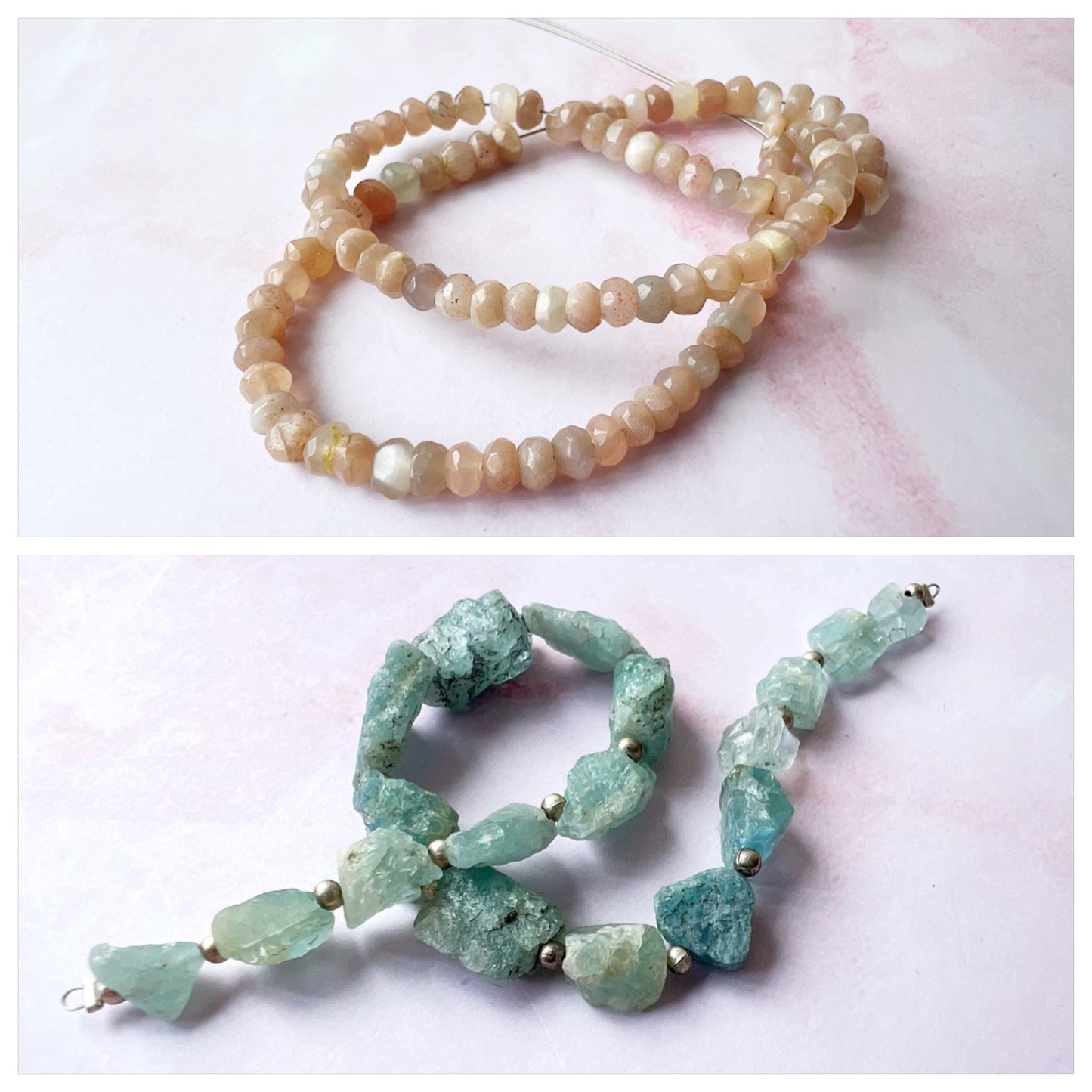 GOLD - Peach Moonstone Customisable bracelets