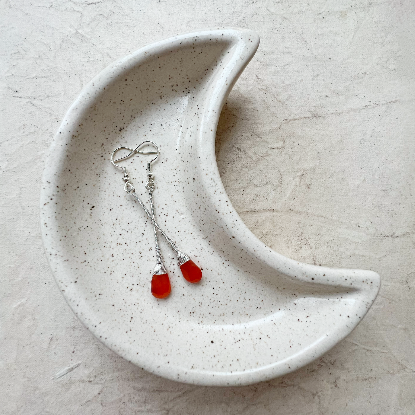 Carnelian Elegant Drop Silver Earrings