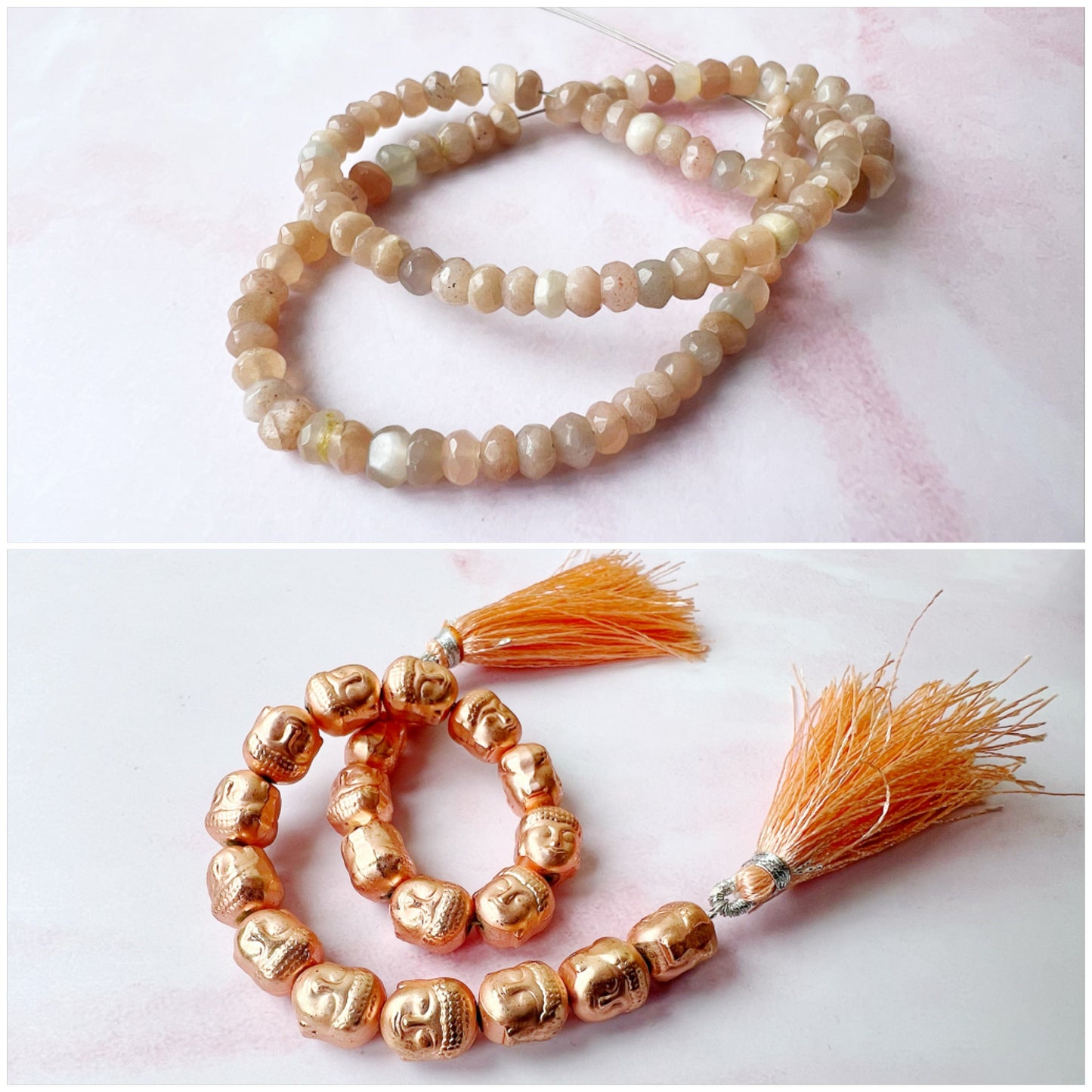 GOLD - Peach Moonstone Customisable bracelets