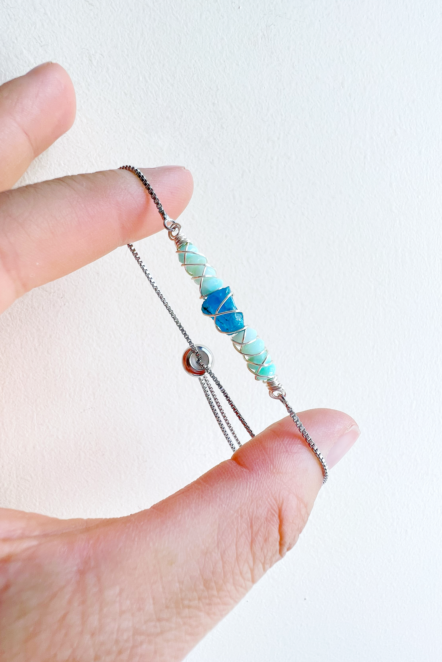 SILVER - Peruvian Opal Customisable bracelets - adjustable