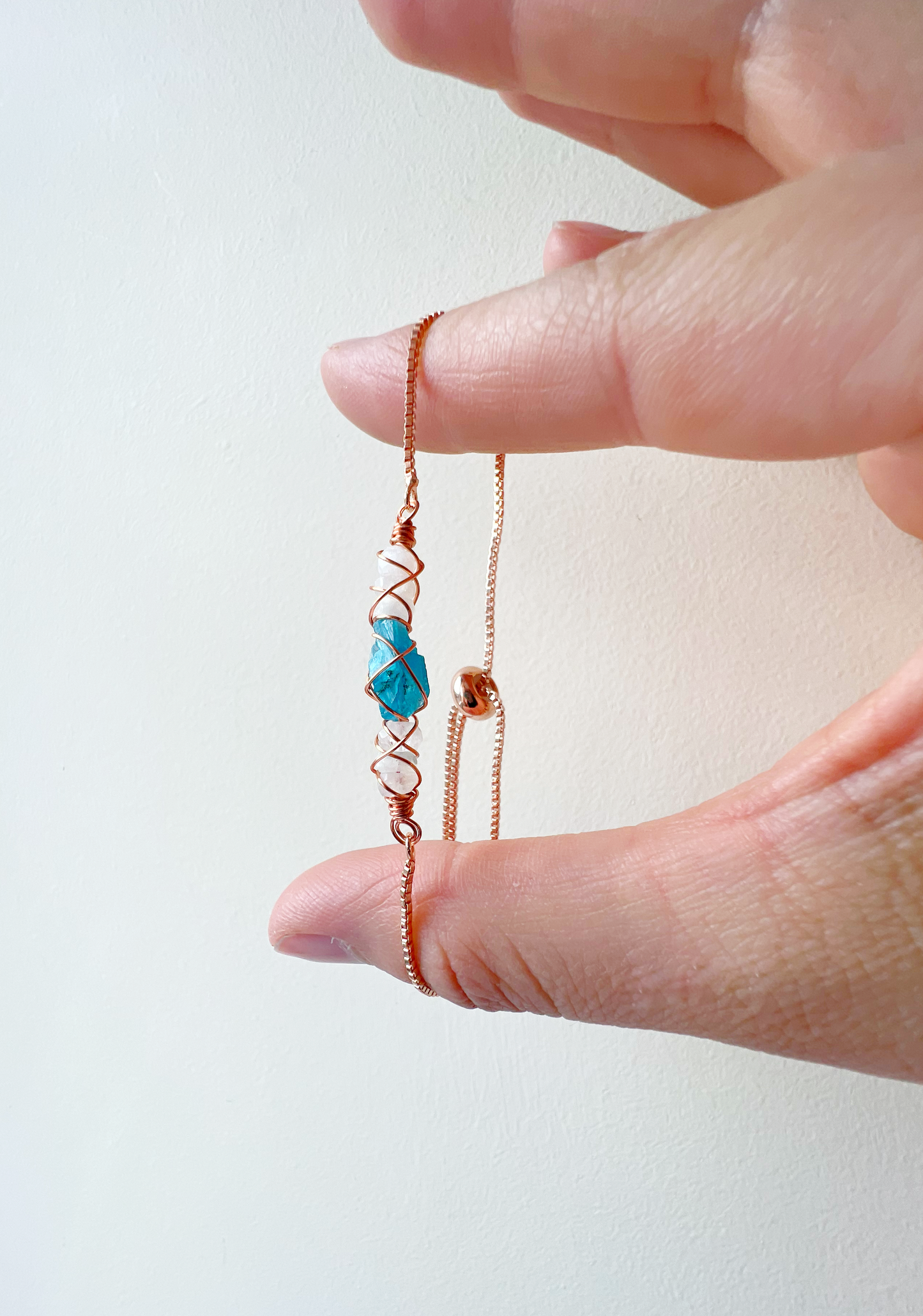 ROSE GOLD - Rainbow Moonstone Customisable bracelets