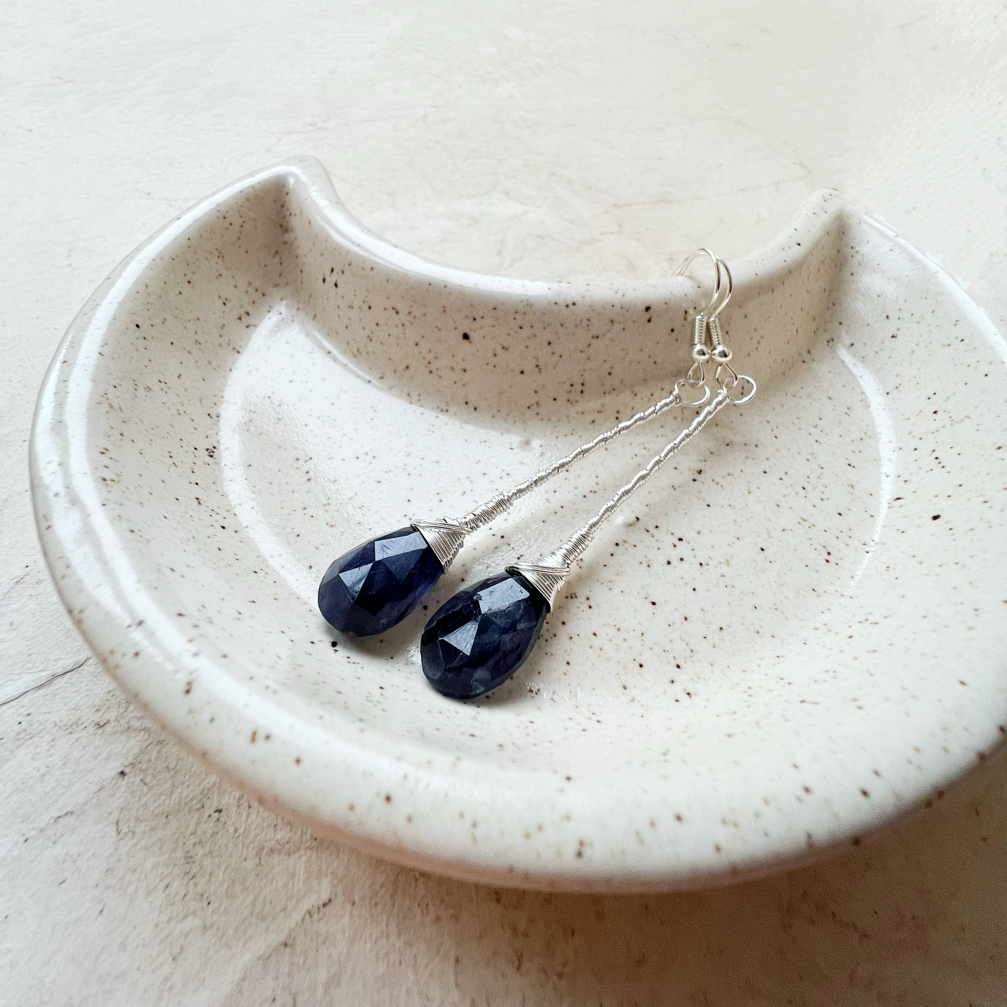 Iolite Elegant Drop Silver Earrings