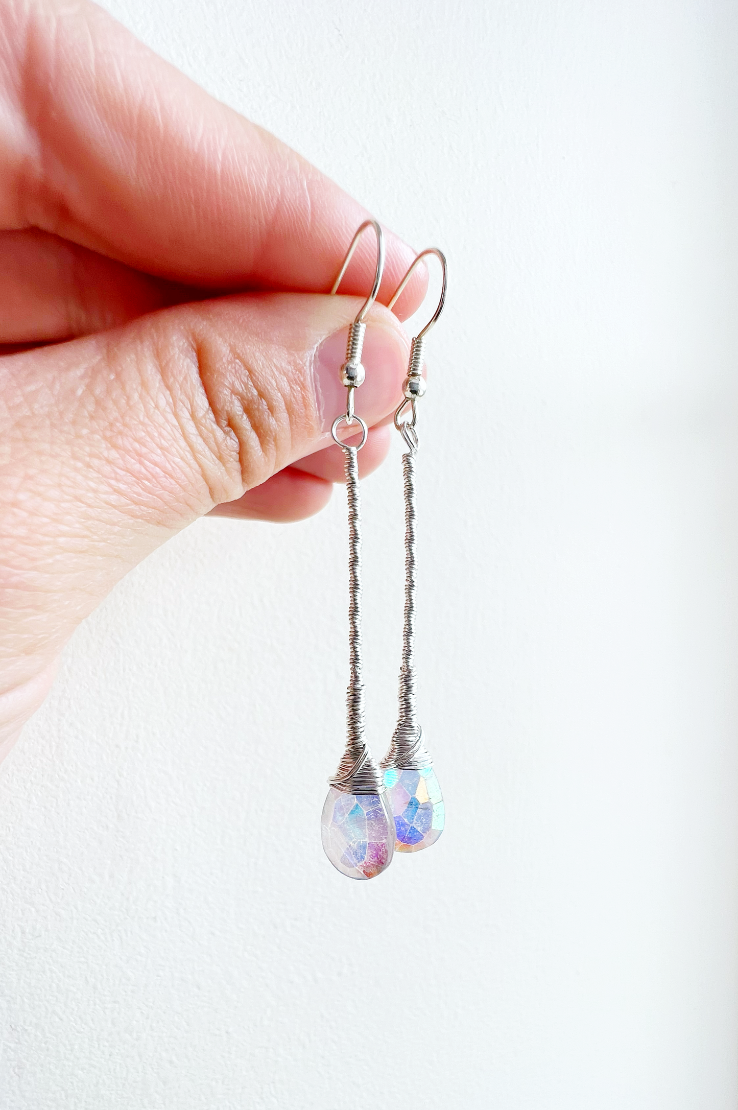 Aura Amethyst Elegant Drop Silver Earrings