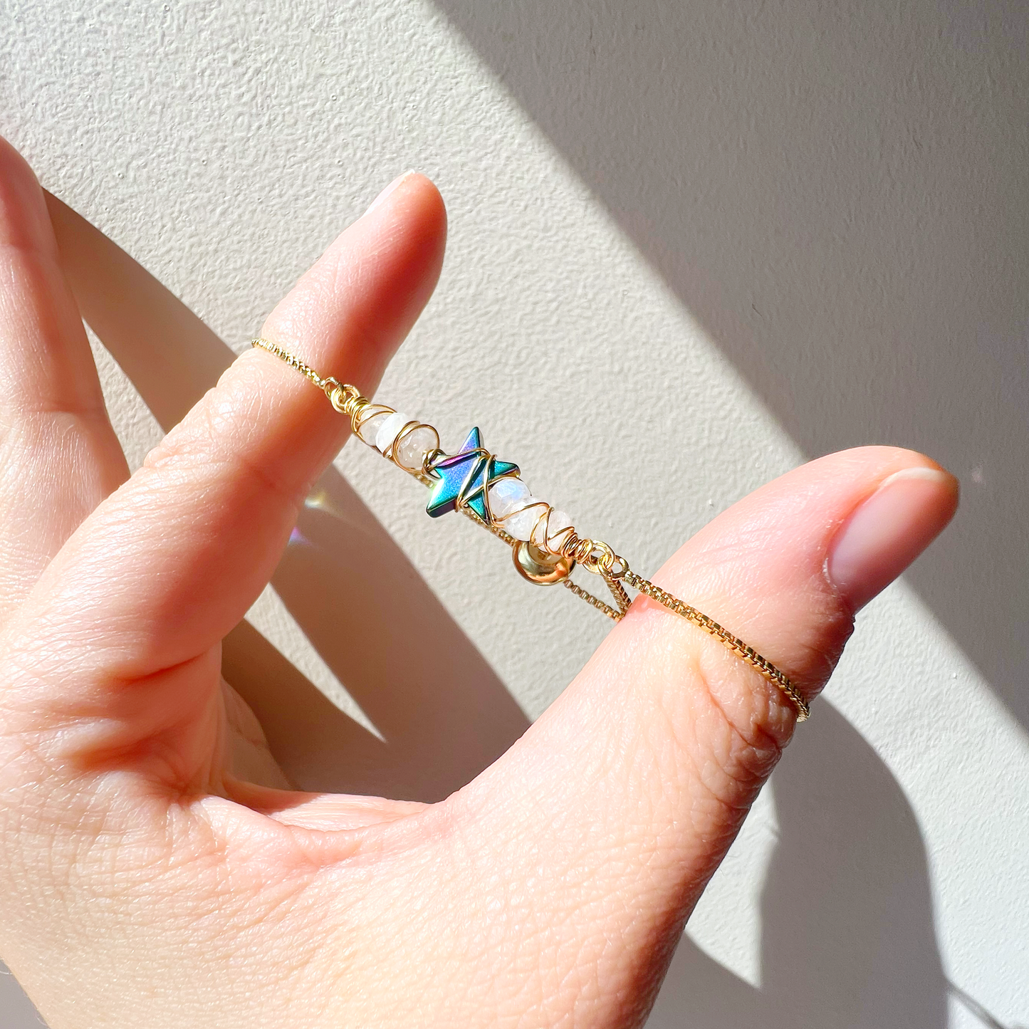 GOLD - Rainbow Moonstone Customisable bracelets