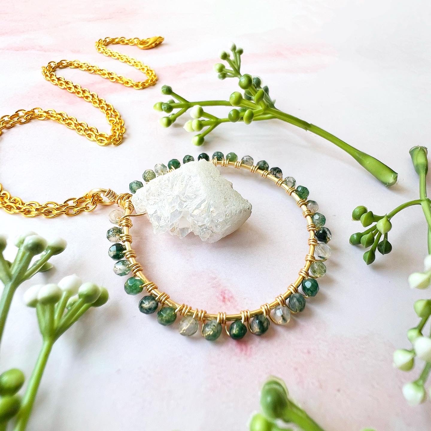 Aura Crystal Circle Necklace