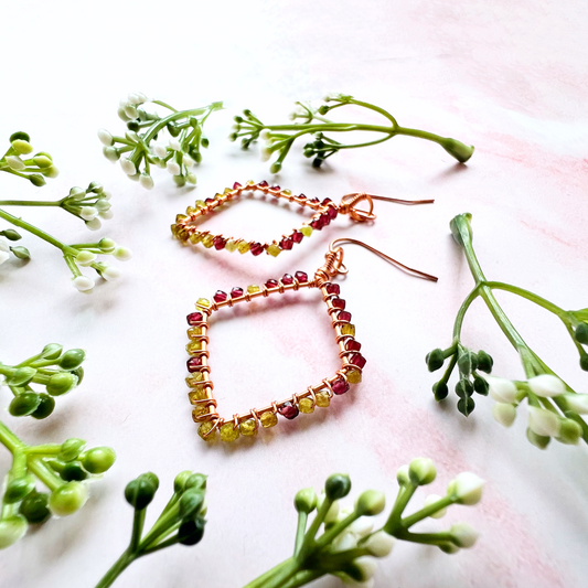Garnet and Peridot Diamond Earrings