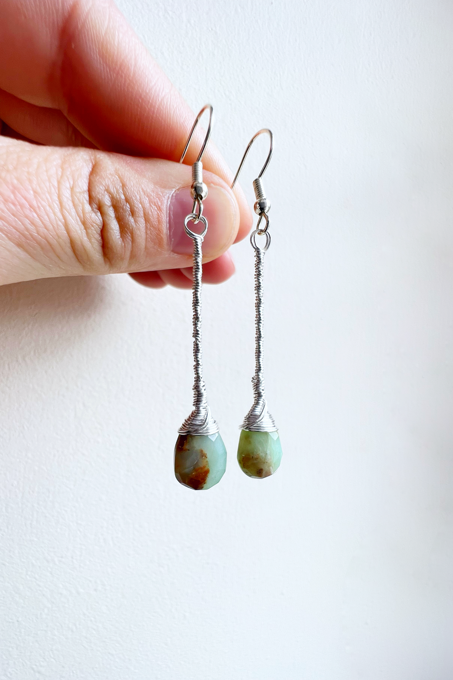 Peruvian Opal Elegant Drop Silver Earrings