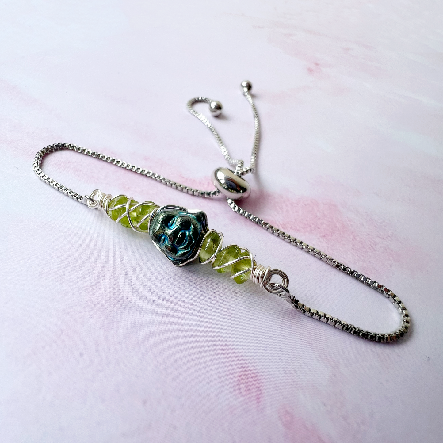 SILVER - Peridot Customisable bracelets