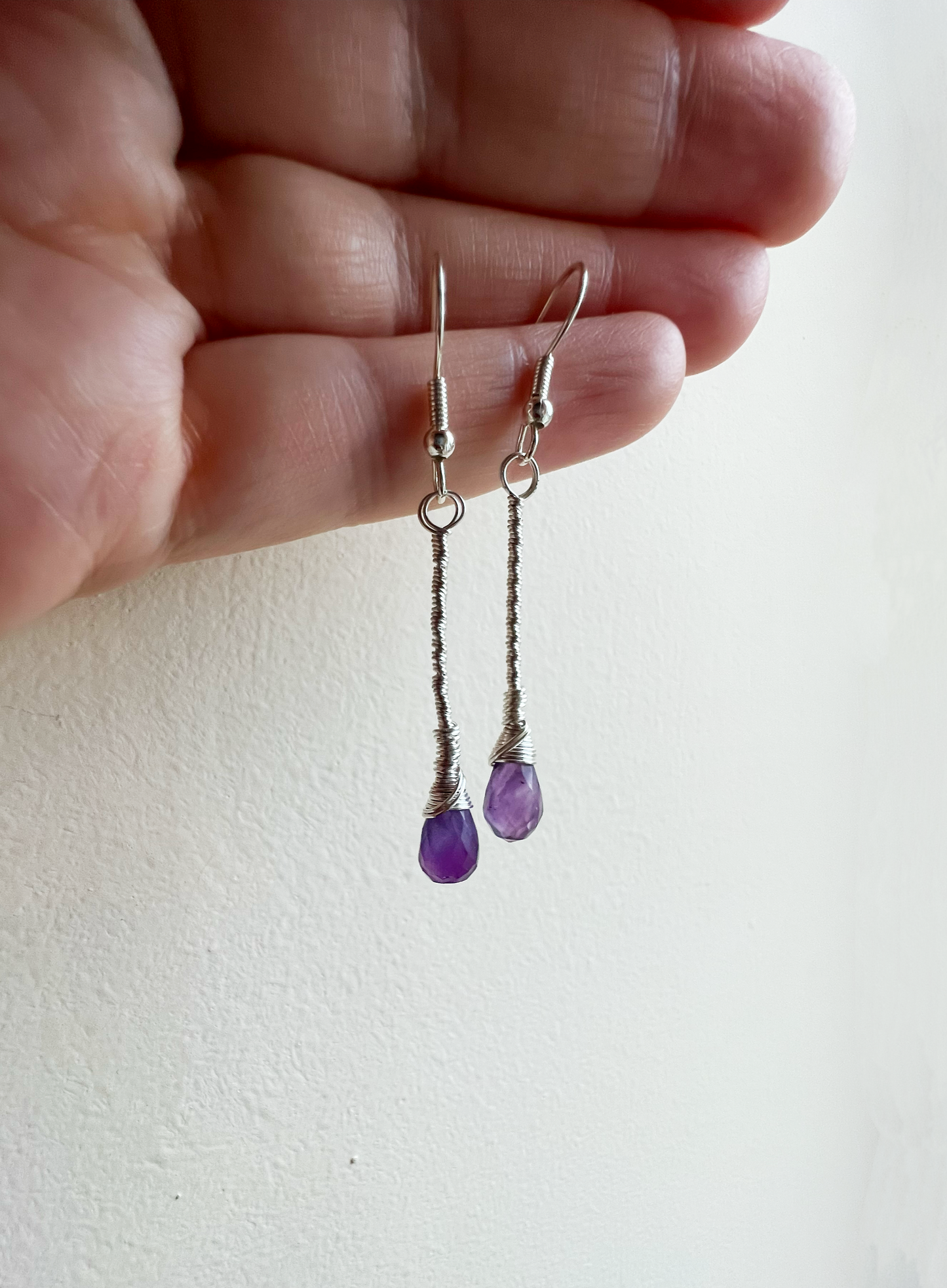 Amethyst Elegant Drop Silver Earrings