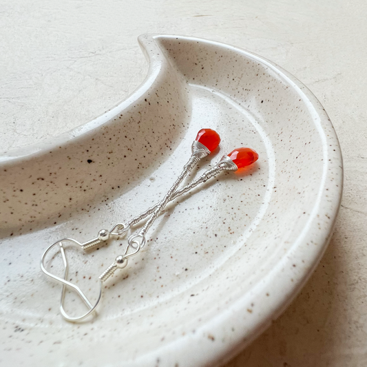 Carnelian Elegant Drop Silver Earrings