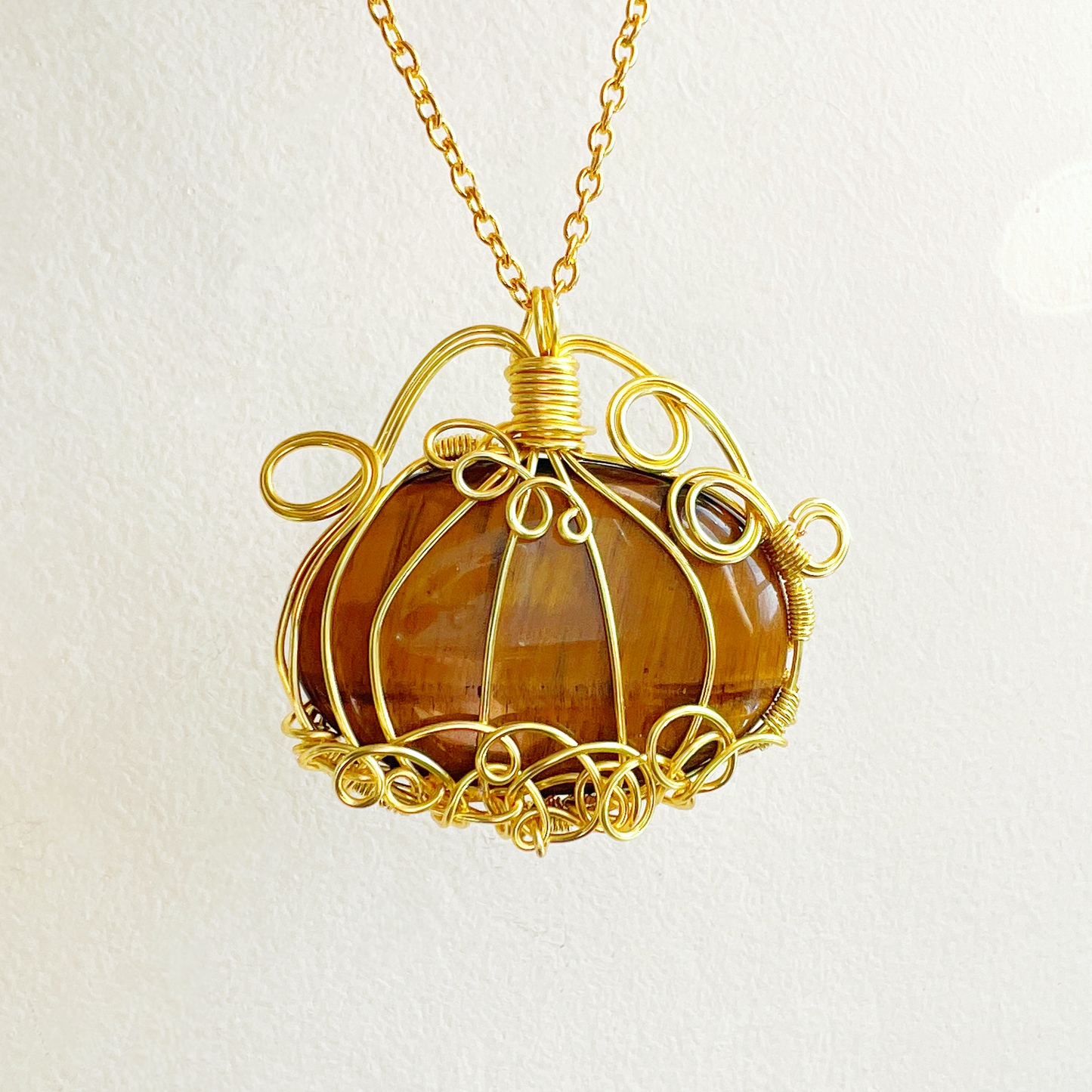 Tigers eye pumpkin necklace