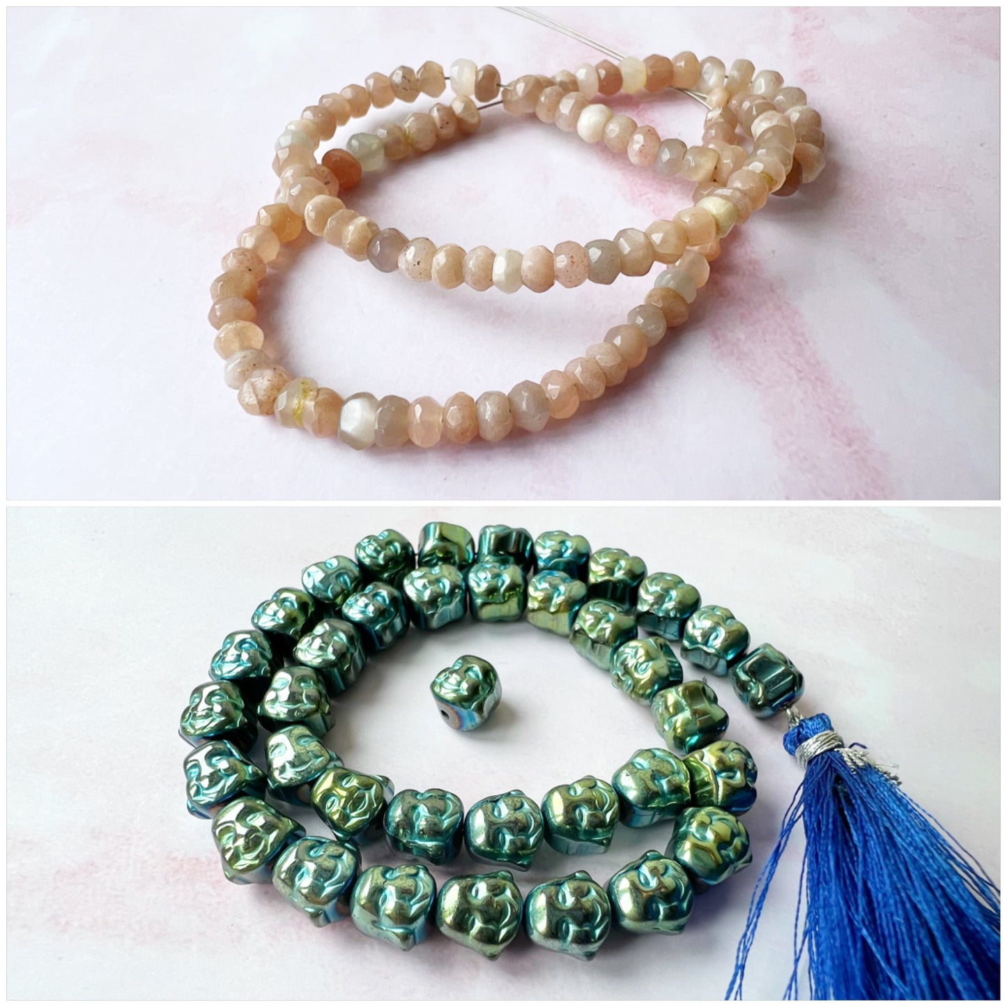 GOLD - Peach Moonstone Customisable bracelets