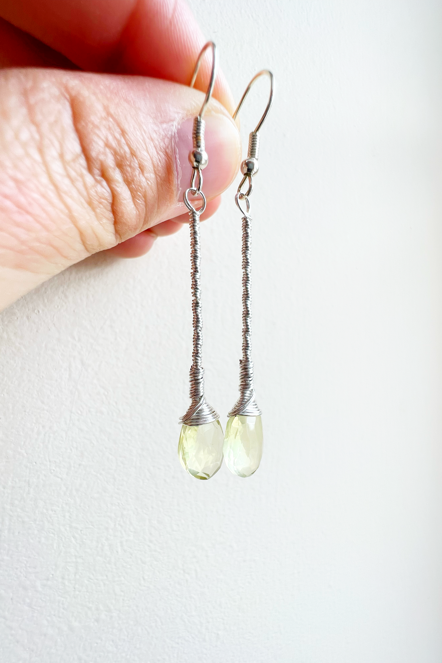 Lemon Quartz Elegant Drop Silver Earrings
