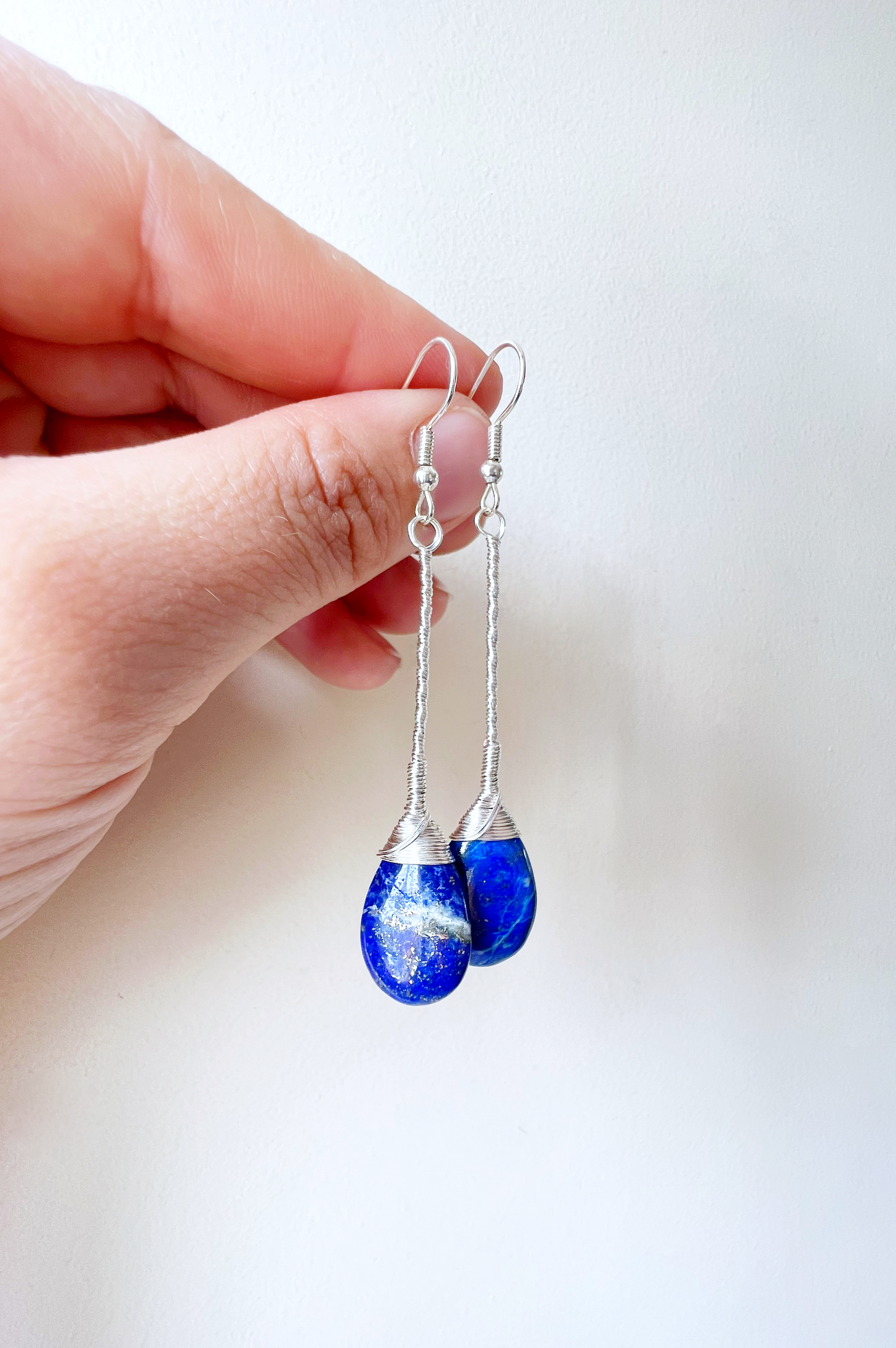 Lapis Lazuli Elegant Drop Silver Earrings