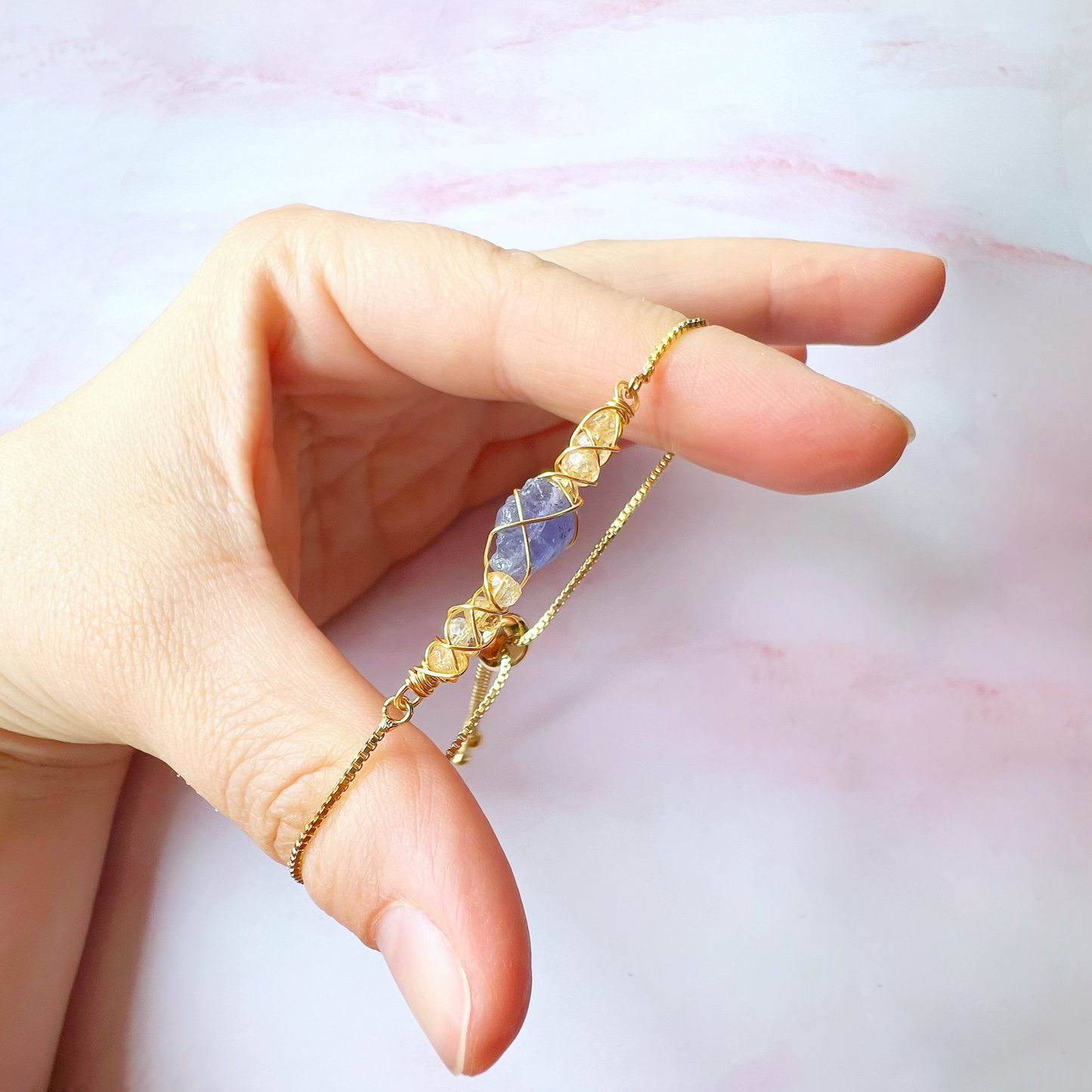 GOLD - Citrine Customisable bracelets - adjustable